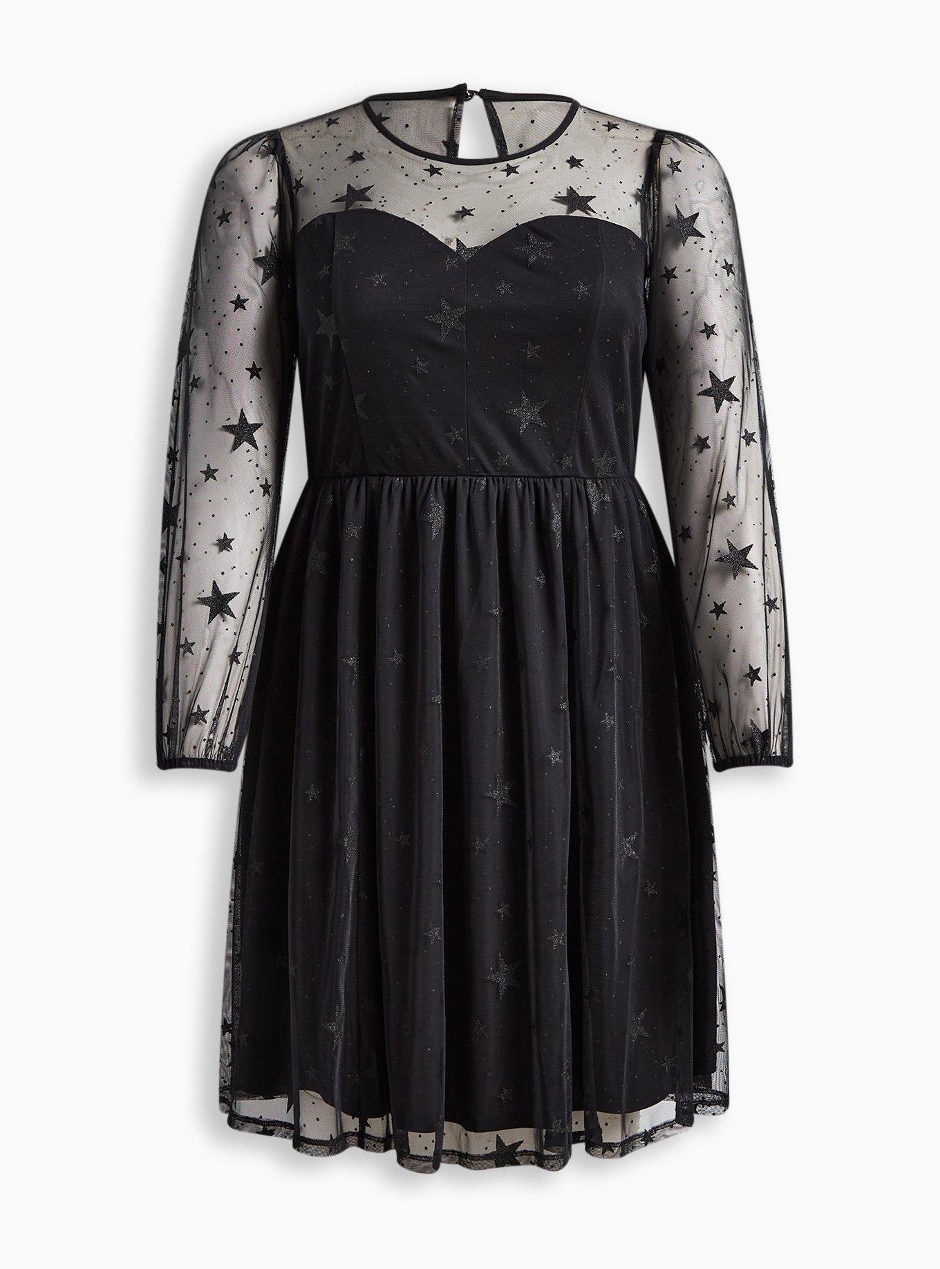 black star mesh dress Holo Star Mesh Halter Dress with Sleeves  iHeartRaves