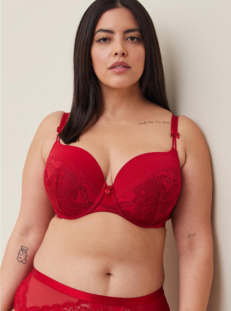 T-Shirt Push-Up Tattoo Lace 360° Back Smoothing™ Bra, JESTER RED, hi-res