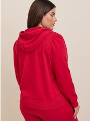 Everyday Fleece Puff Sleeve Relaxed Active Zip Hoodie, JESTER RED, alternate