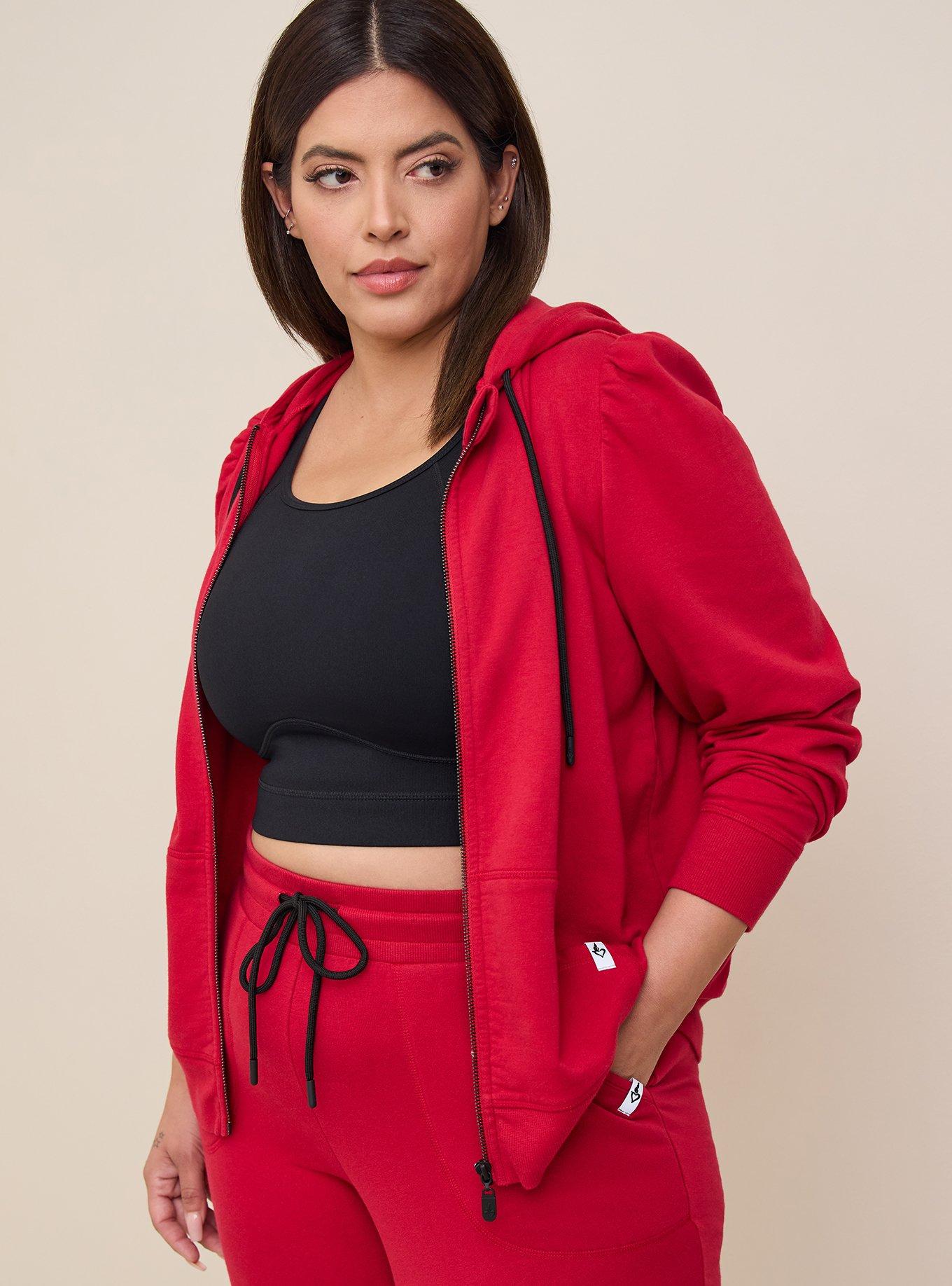 Plus Size - Everyday Fleece Puff Sleeve Relaxed Active Zip Hoodie - Torrid