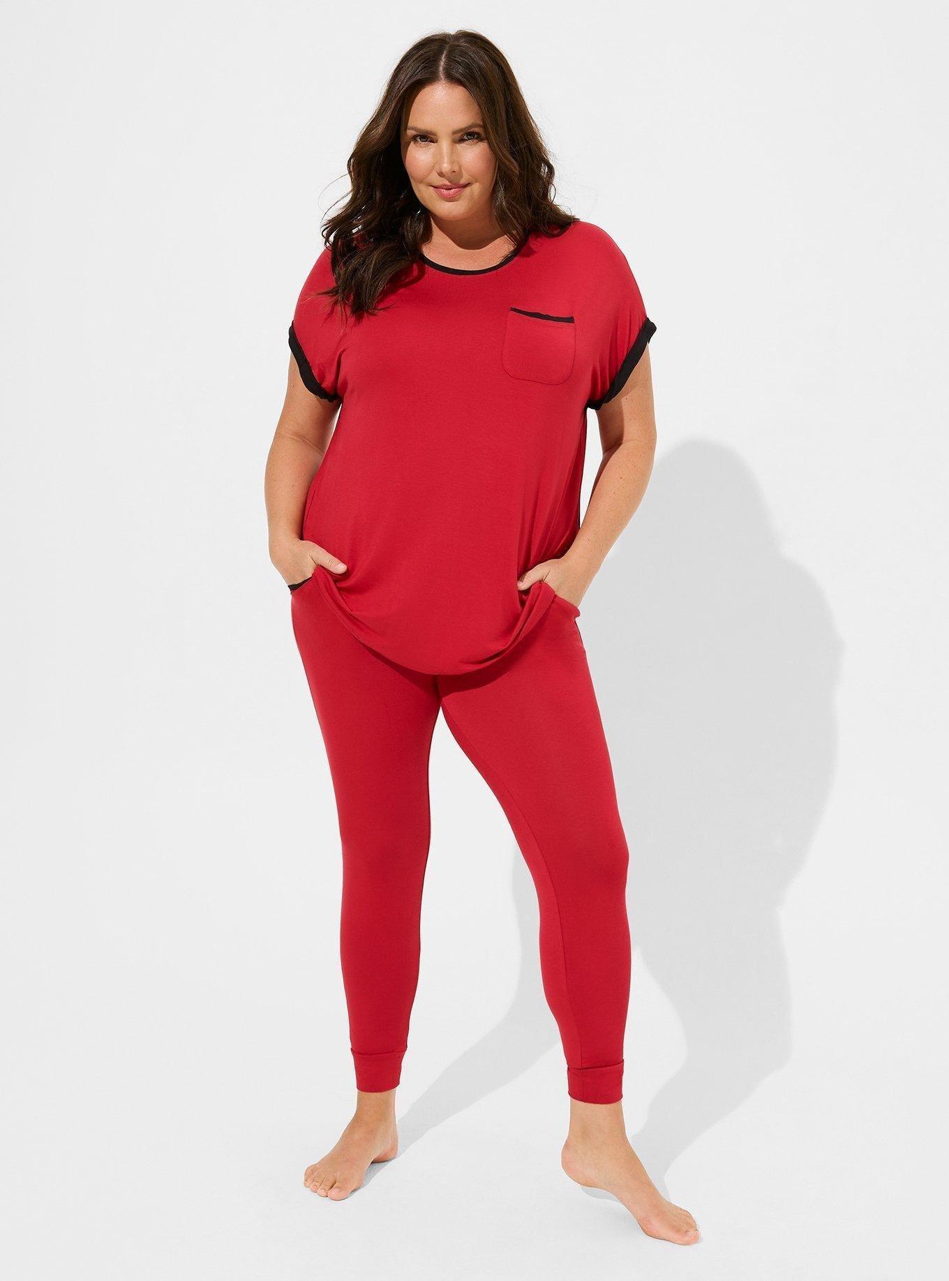 Super Soft Bamboo Jersey Short Sleeve Sleep Tee, JESTER RED DEEP BLACK, alternate