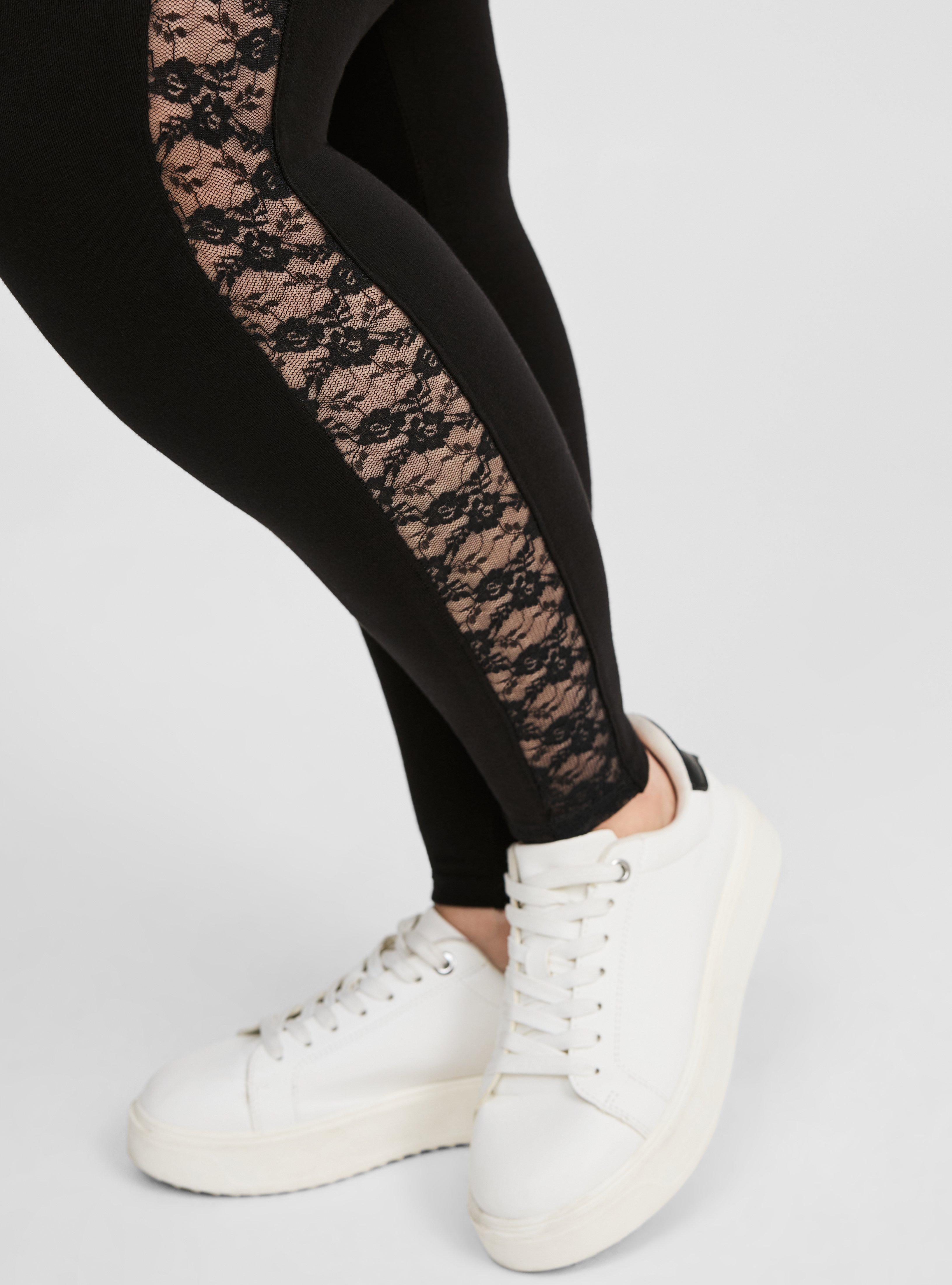 Basic Full-Length Leggings with Lace Detail