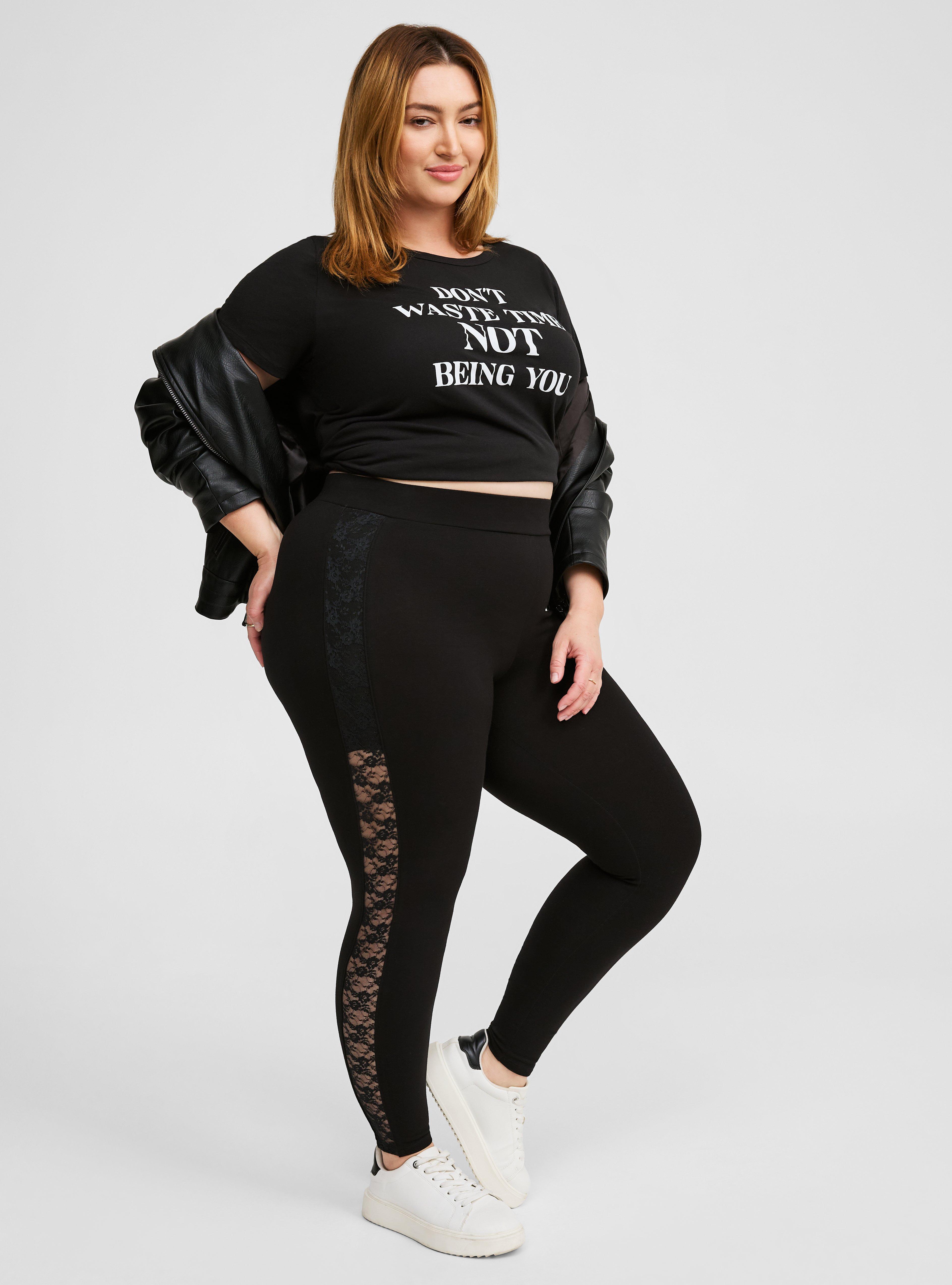 Plus Size - Premium Legging - Lattice Side Black - Torrid