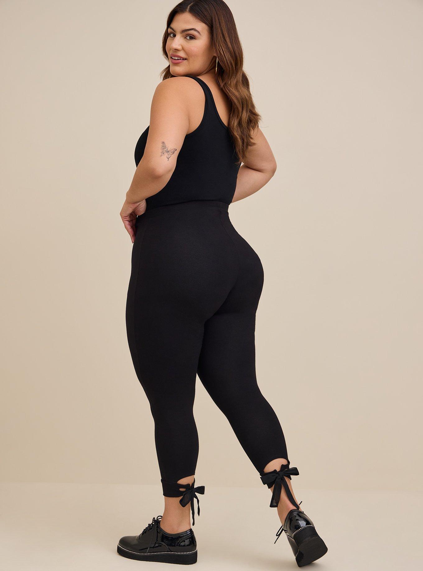 Crop Comfort Waist Premium Tie Back Legging, BLACK, alternate