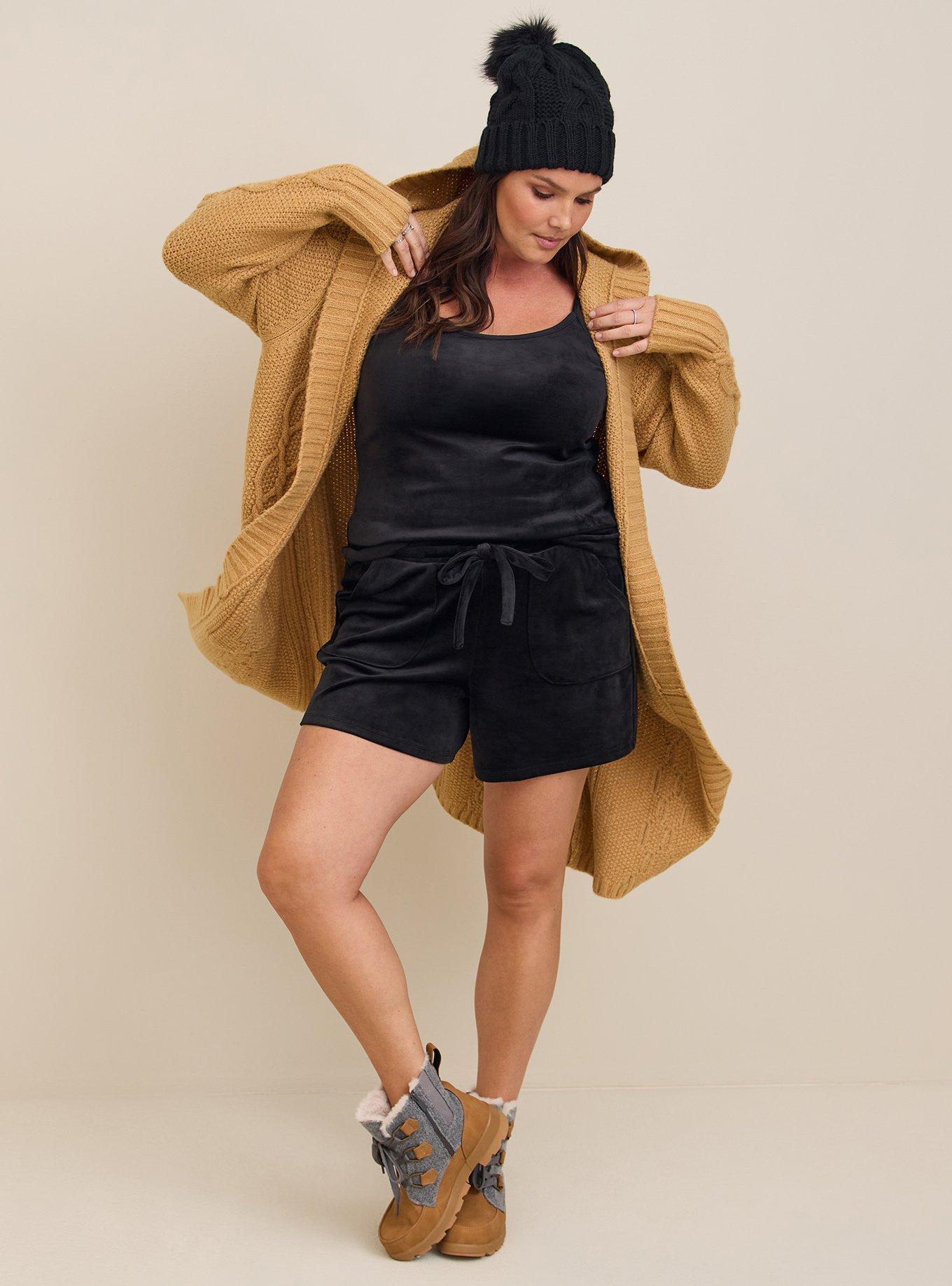 Velour Sleeveless Lounge Cami, DEEP BLACK, alternate