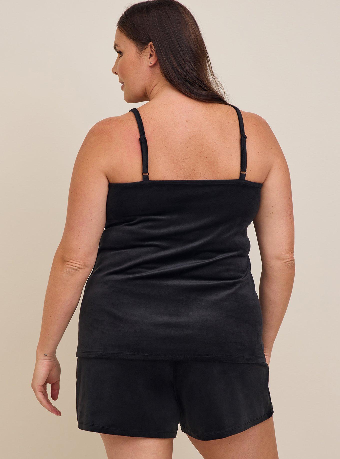 Velour Sleeveless Lounge Cami, DEEP BLACK, alternate