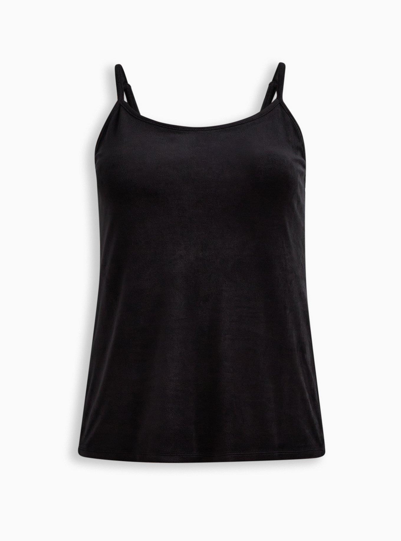 Velour Sleeveless Lounge Cami, DEEP BLACK, hi-res