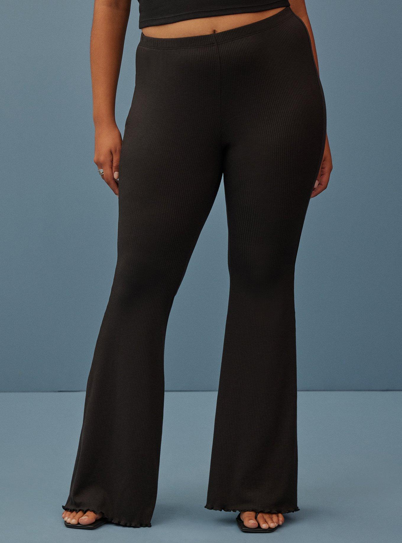 Plus Size - Festi Low Rise Flare Pant - Rib Knit Black - Torrid