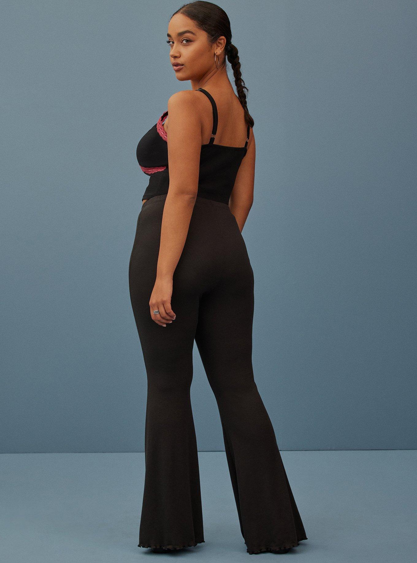 Plus Size - Festi Low Rise Flare Pant - Rib Knit Black - Torrid
