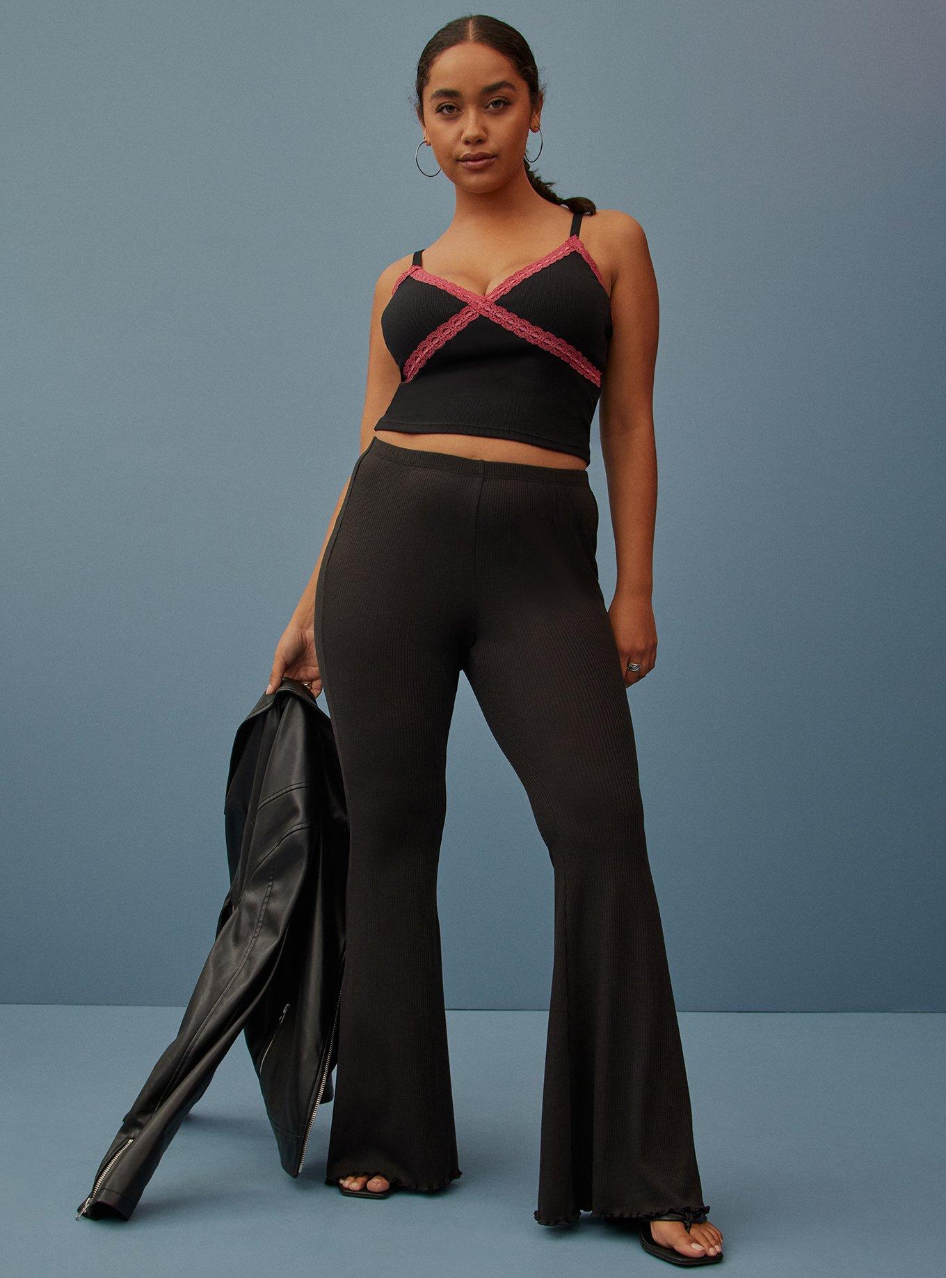 Plus Knitted Rib Flare Pants