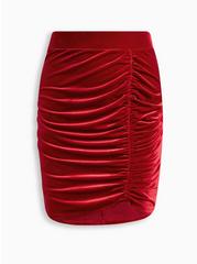 At The Knee Velvet Cinched Bodycon Skirt, JESTER RED, hi-res