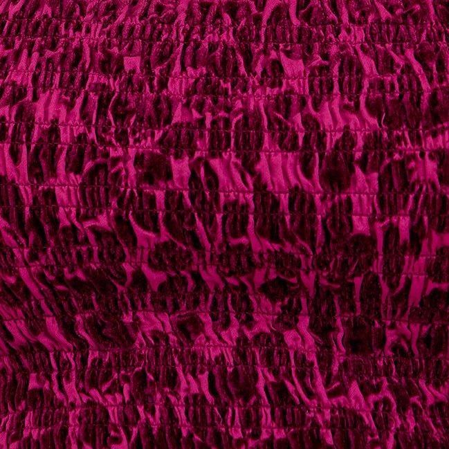 Velvet Smocked Blouson Sleeve Crop Top, WINE, swatch