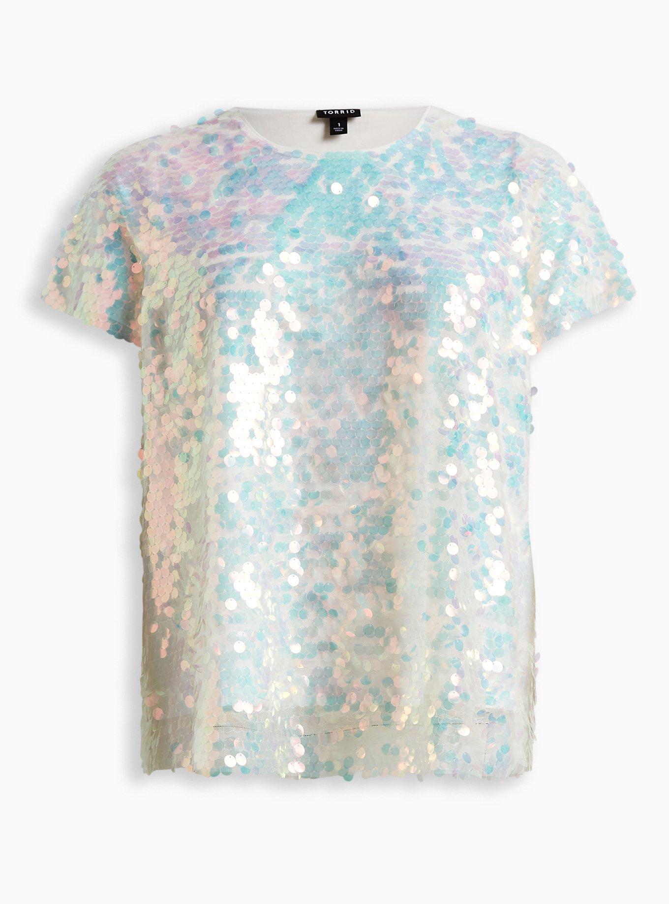 Plus Size - Sequin Short Sleeve Top - Torrid