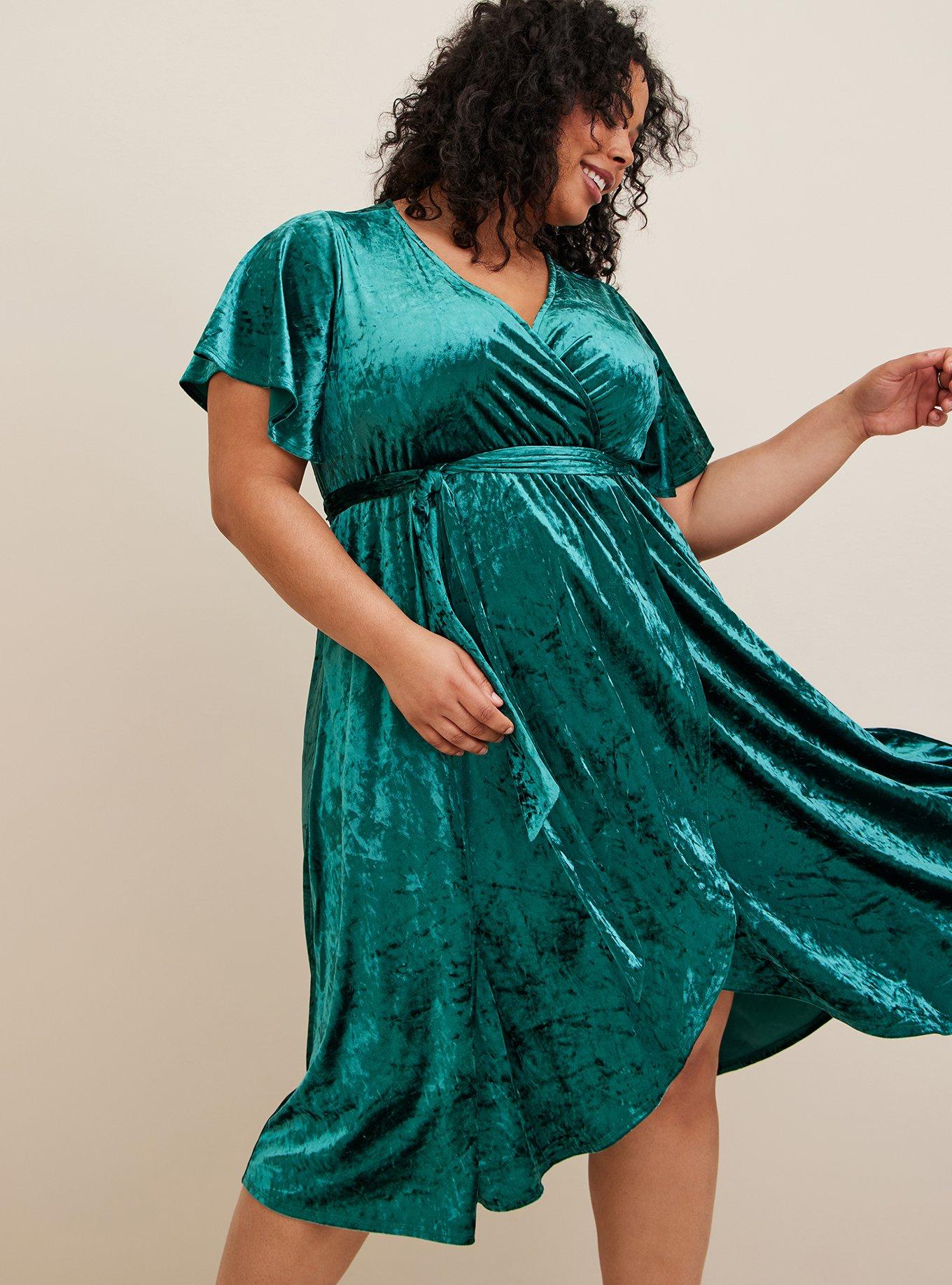 Plus size velvet outlet wrap dress