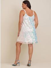 Mini Iridescent Sequin Fringe Dress, PURPLE, alternate