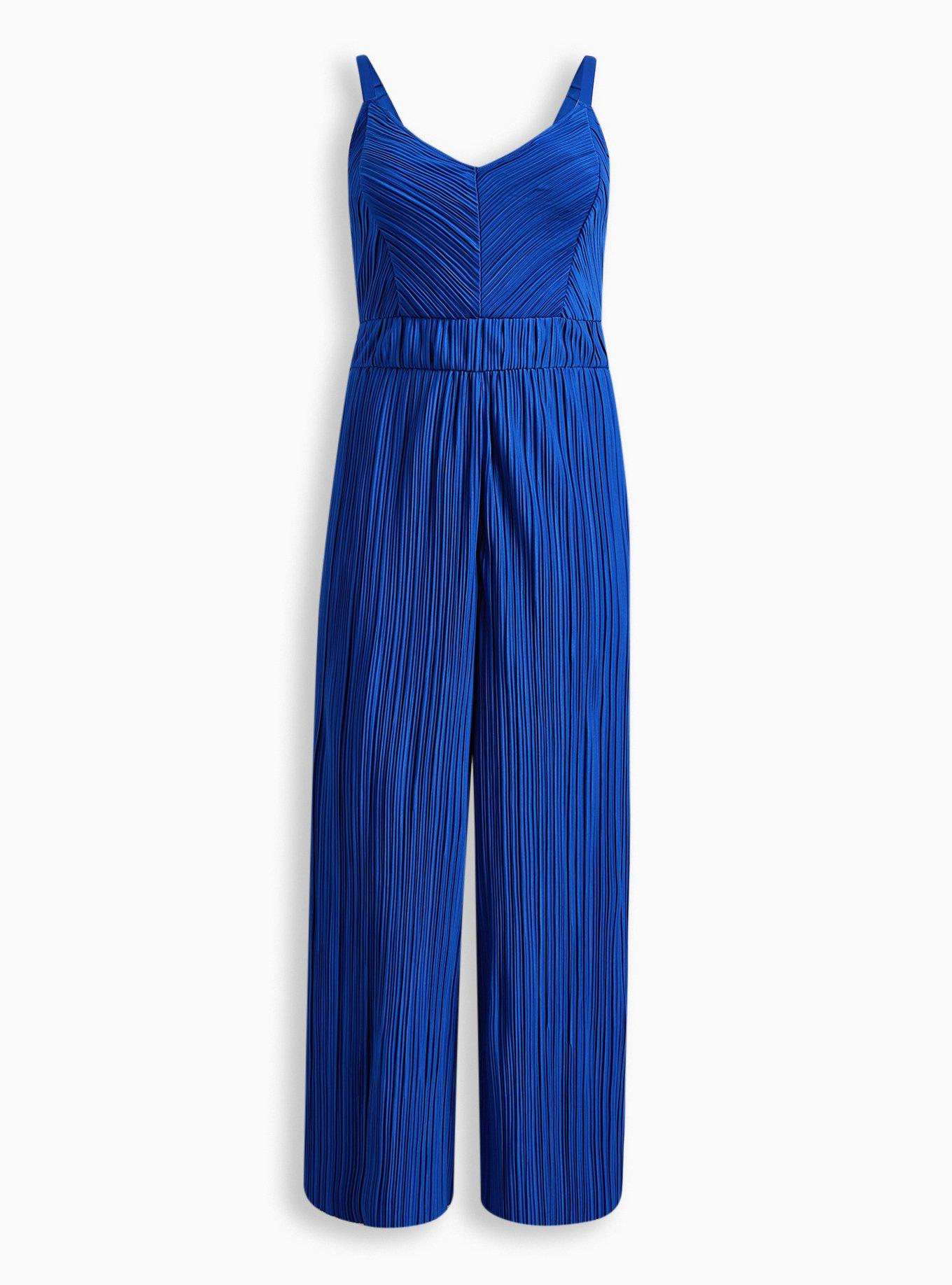 Halter Neckline Sleeveless Chiffon Pleated Jumpsuit Plum Plus Size main image 1