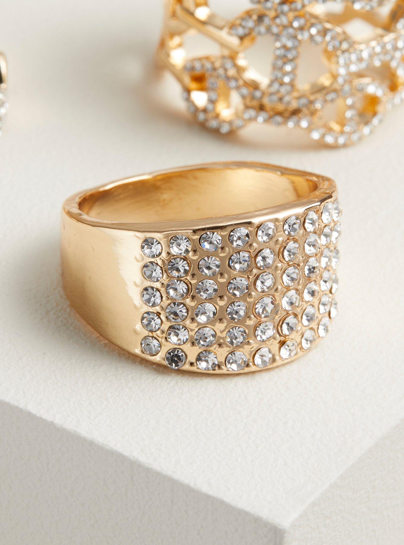 Pave Statement Ring Set, GOLD, alternate