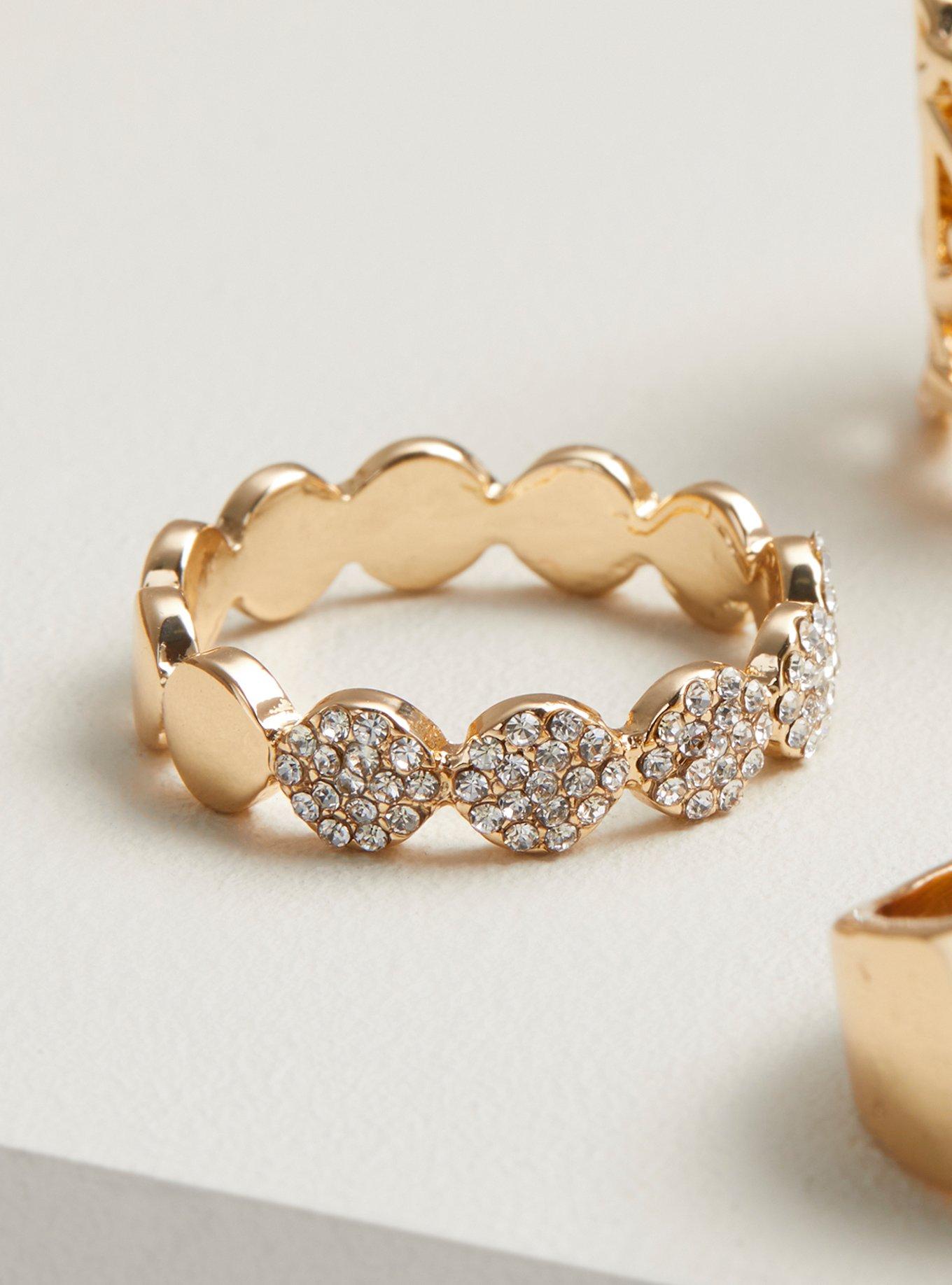 Pave Statement Ring Set, GOLD, alternate