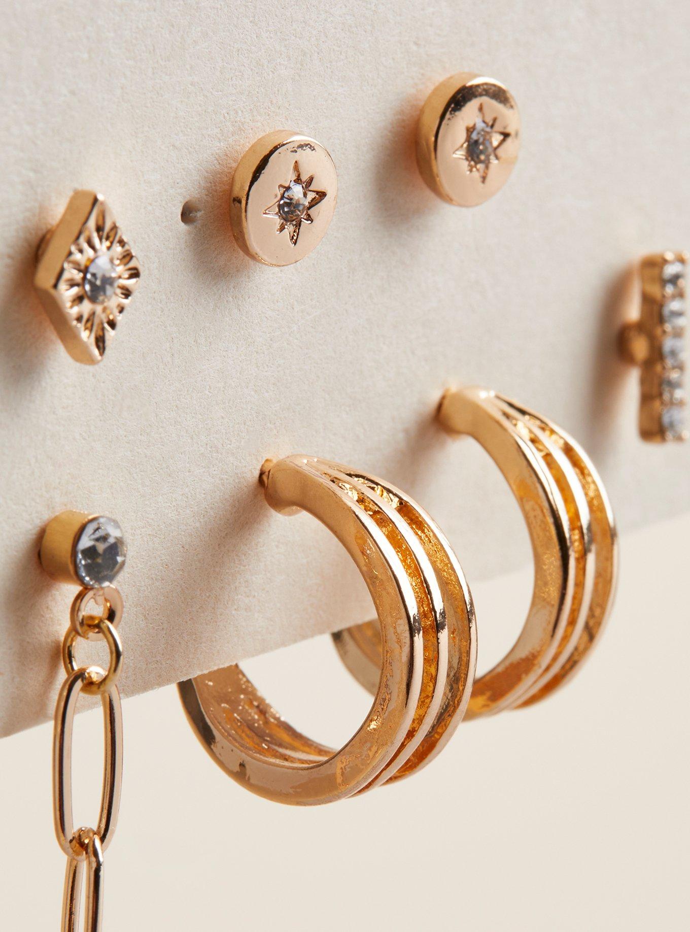 Plus Size Geometric Link And Stud Earring Set Torrid