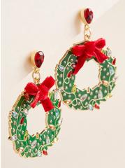 Holiday Wreath Statement Earring. , , alternate