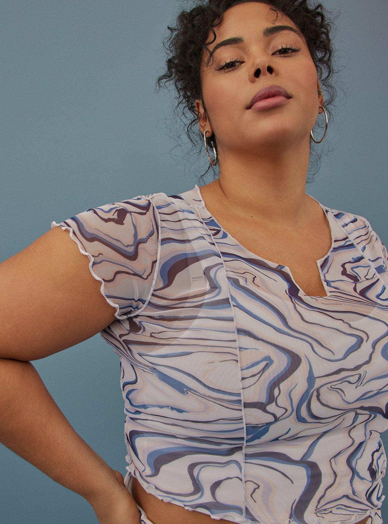 Festi Cropped Mesh Exposed Seam Top, MULTI, alternate