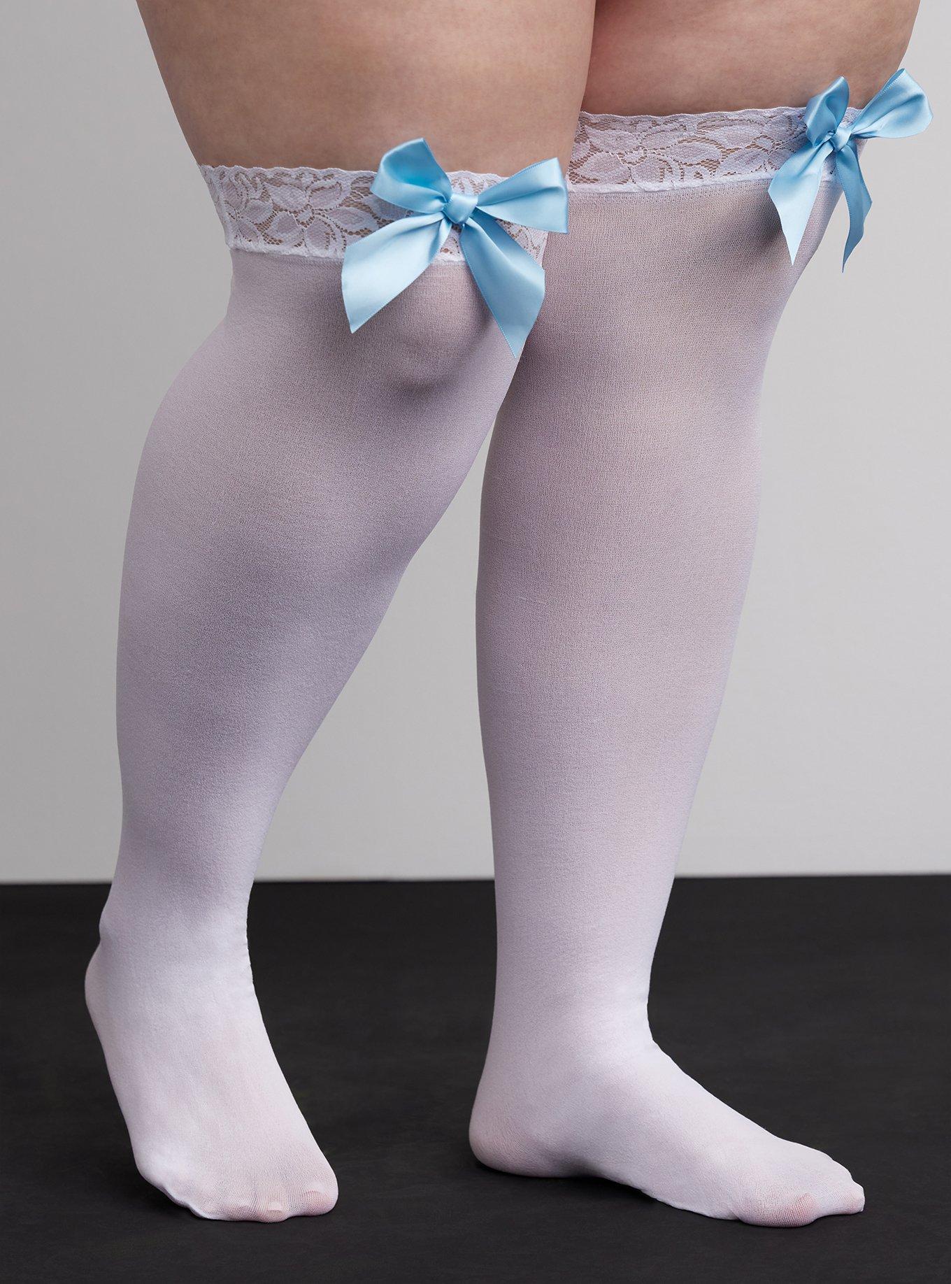 Plus size thigh high stockings with bow store