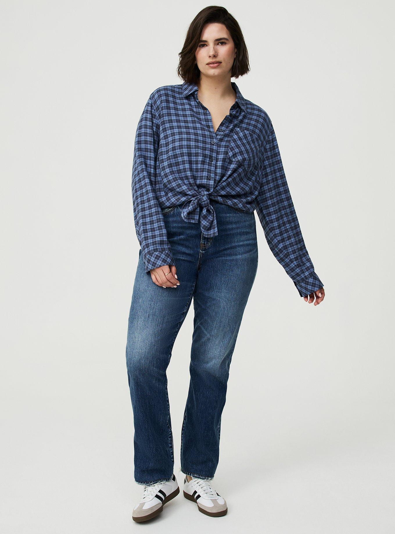 Lizzie Button-Up Shirt, ROSEY PLAID BLUE, alternate
