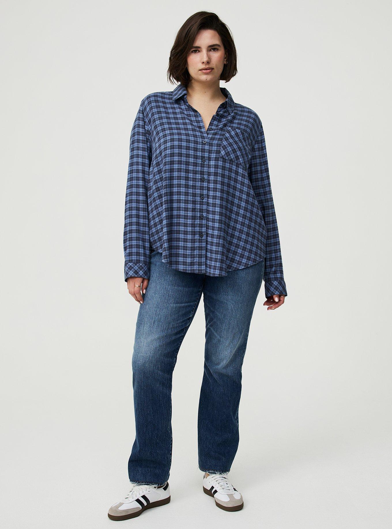 Lizzie Button-Up Shirt, ROSEY PLAID BLUE, alternate