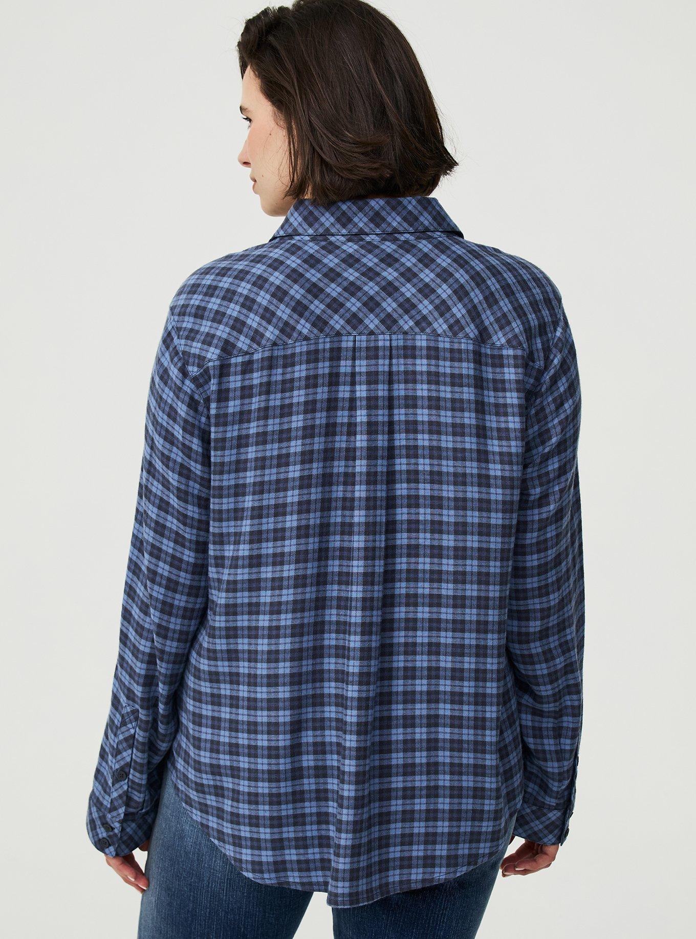 Lizzie Button-Up Shirt, ROSEY PLAID BLUE, alternate