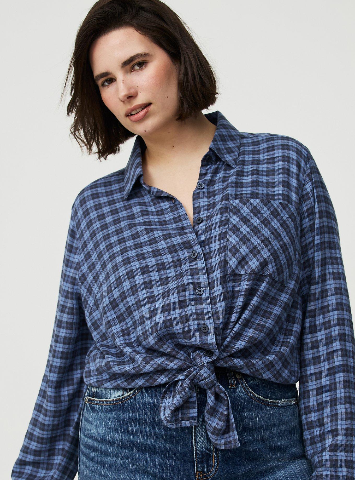Lizzie Button-Up Shirt, ROSEY PLAID BLUE, alternate