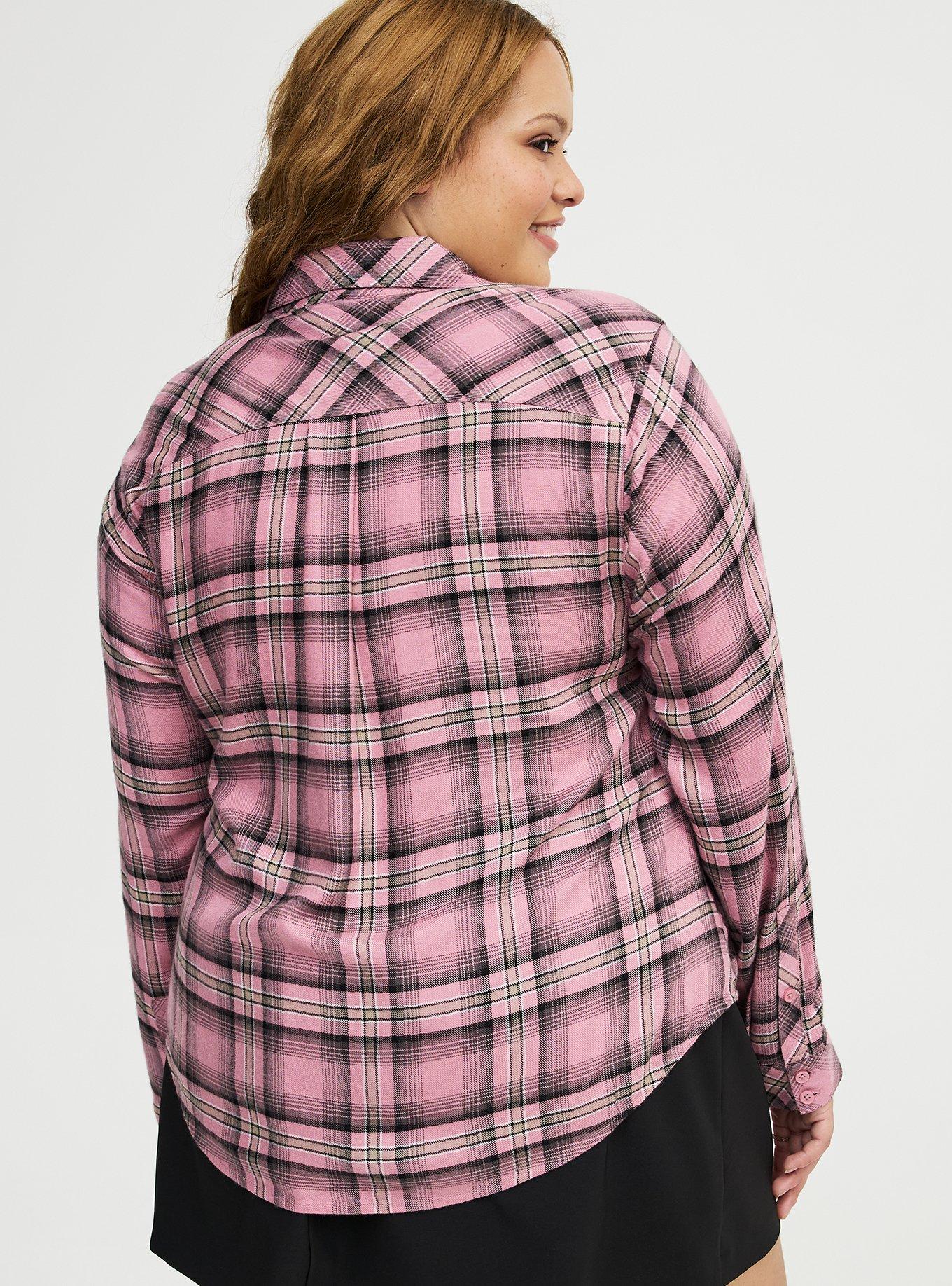 Lizzie Button-Up Shirt, ELSA PLAID PINK, alternate