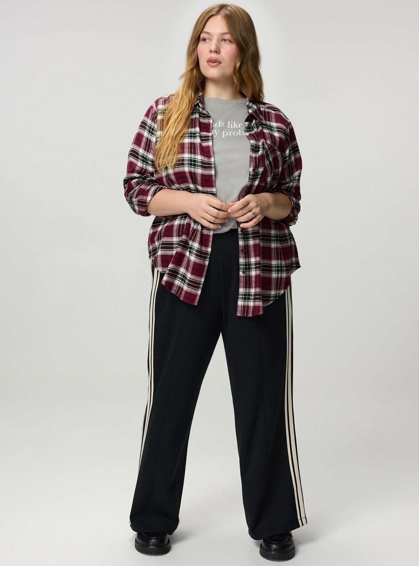 Lizzie Button-Up Shirt, HARRIET PLAID BURGUNDY, alternate