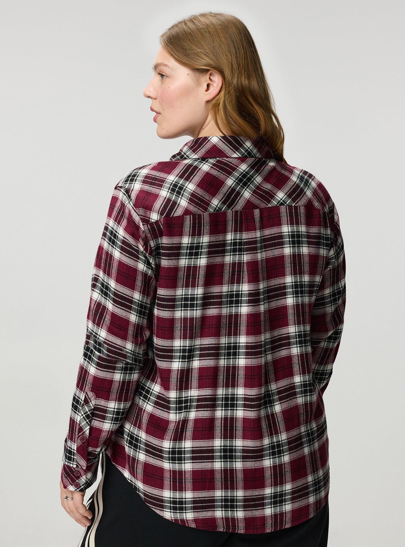 Lizzie Button-Up Shirt, HARRIET PLAID BURGUNDY, alternate