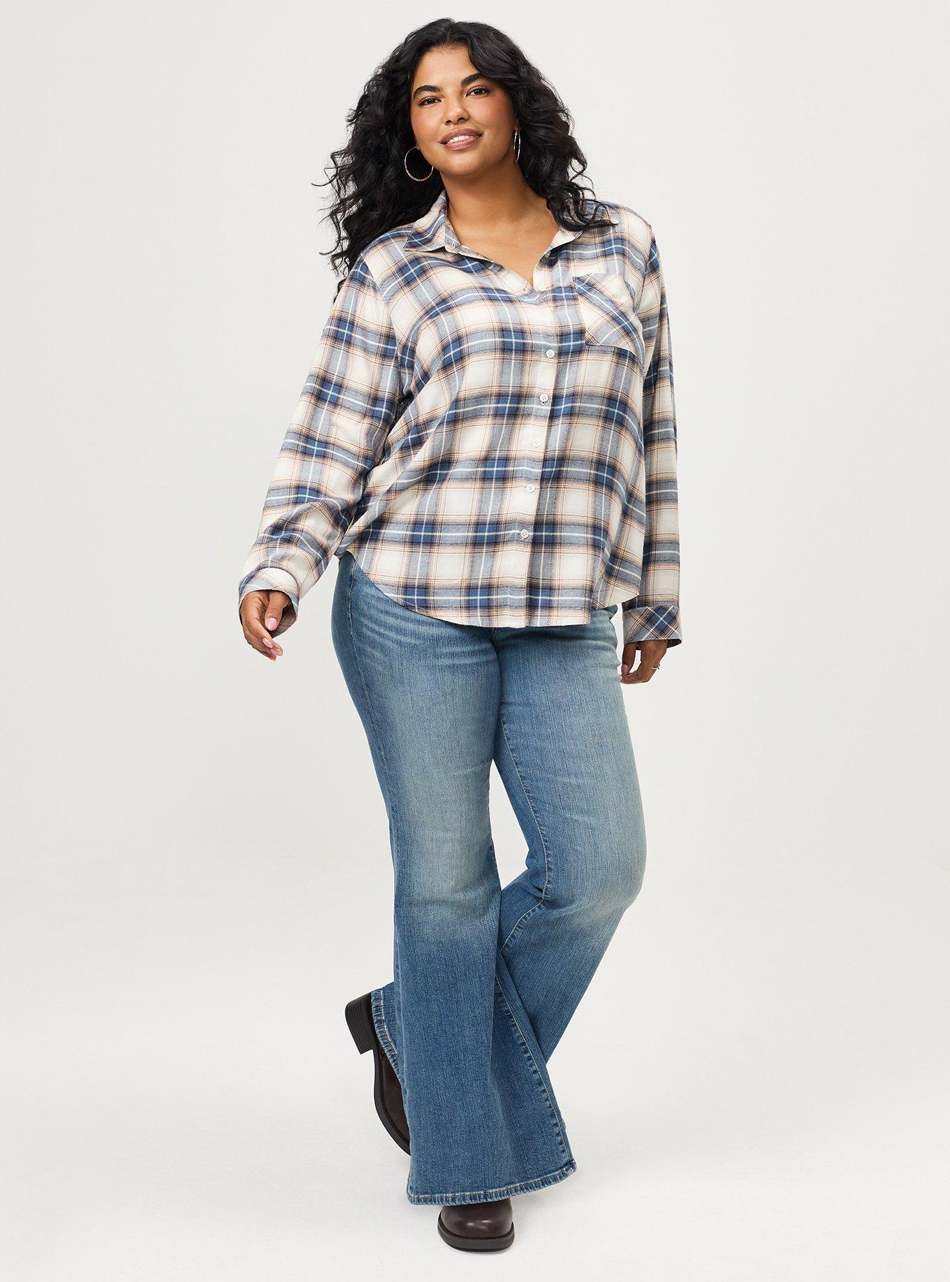 Lizzie Button-Up Shirt, BYE PLAID WHISPER WHITE, alternate