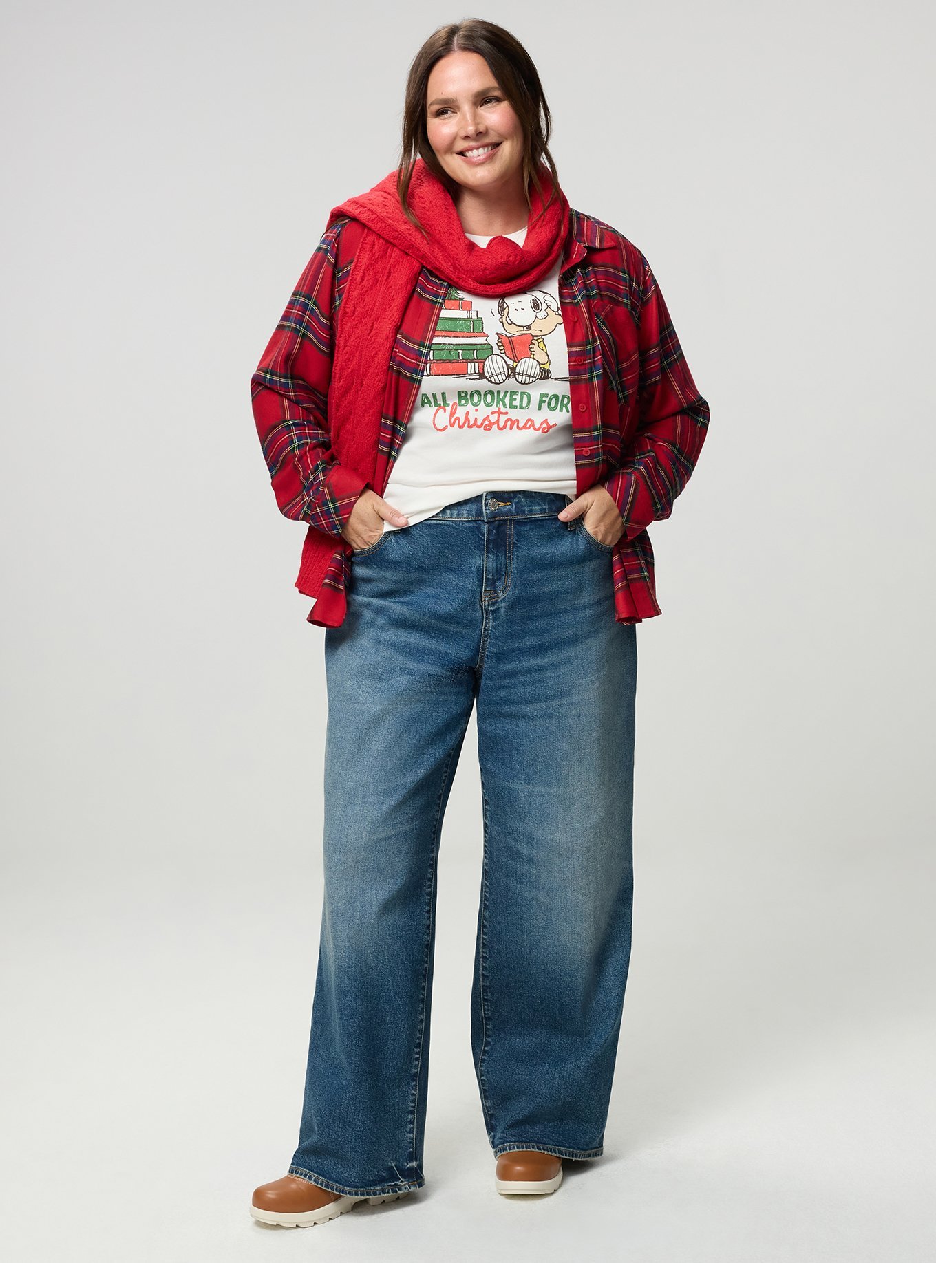 Lizzie Brushed Flannel Shirt, EVE PLAID RED, alternate