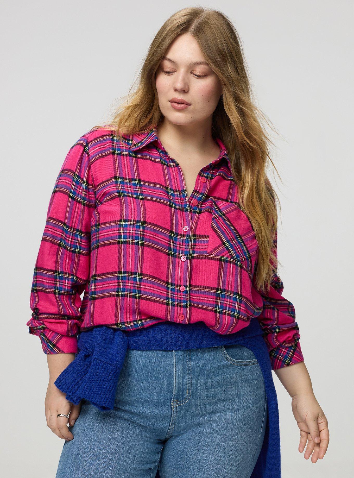 Lizzie Brushed Flannel Shirt, EVE PLAID PINK, alternate