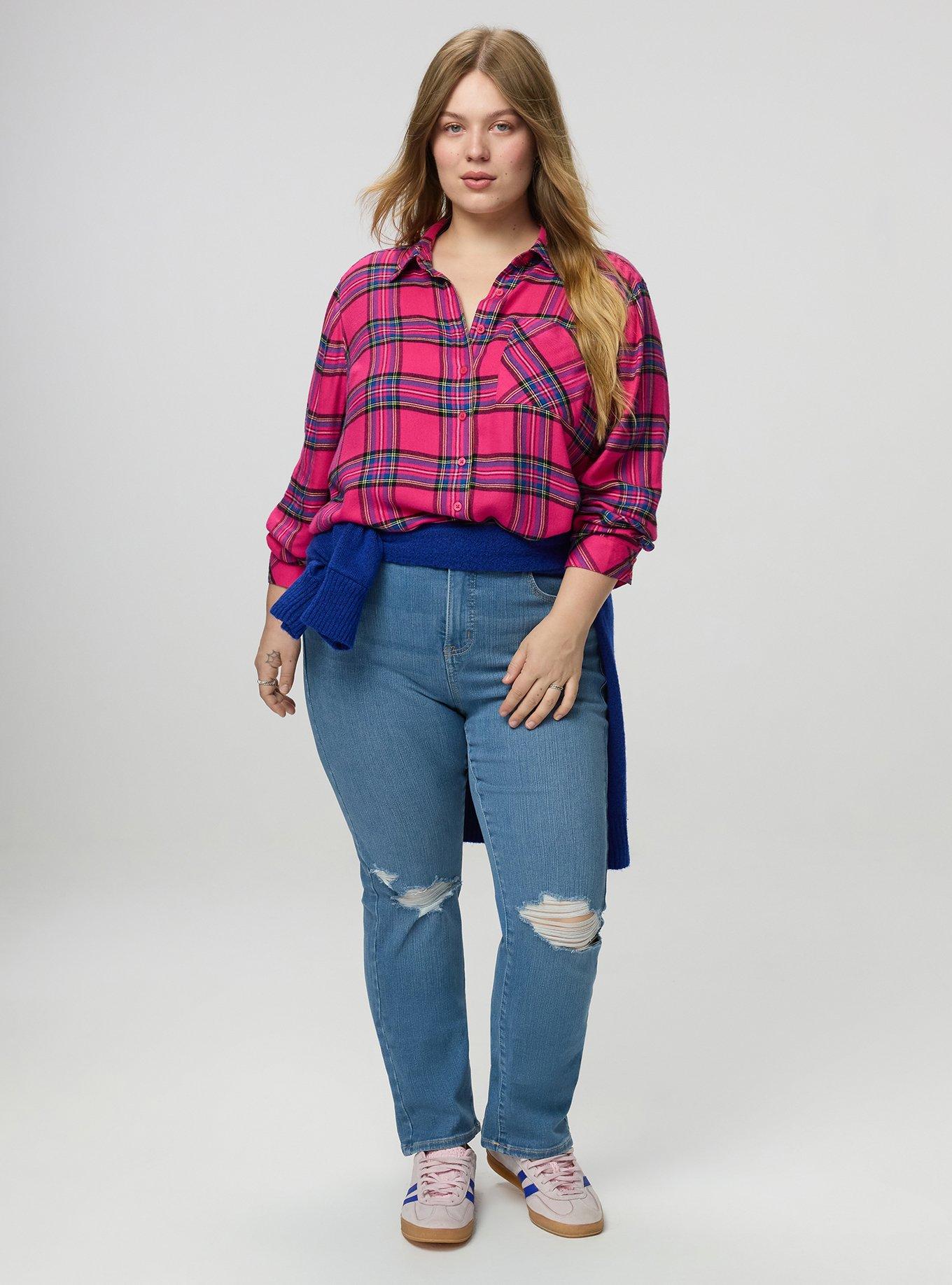 Lizzie Brushed Flannel Shirt, EVE PLAID PINK, alternate