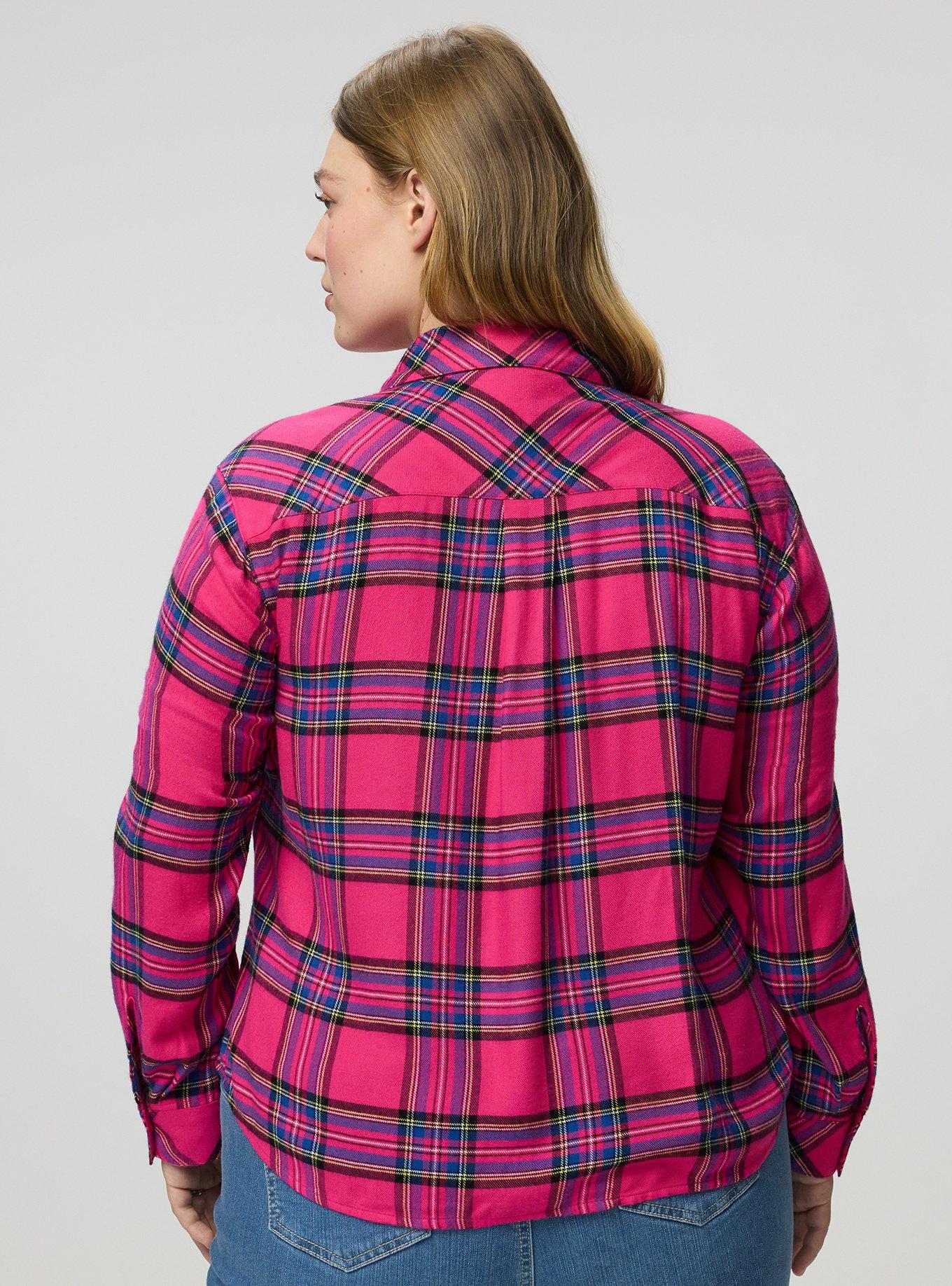 Lizzie Brushed Flannel Shirt, EVE PLAID PINK, alternate