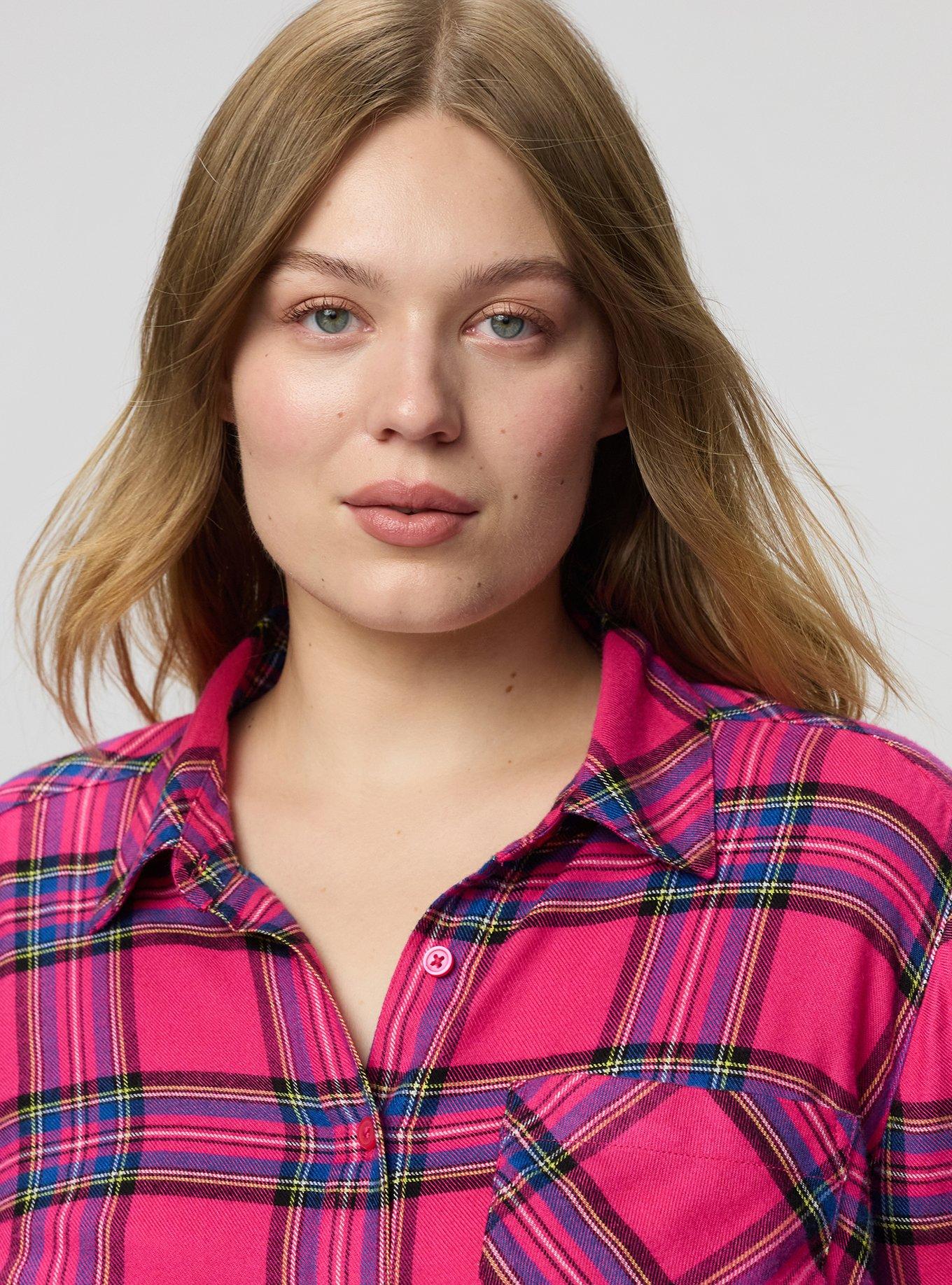 Lizzie Brushed Flannel Shirt, EVE PLAID PINK, alternate