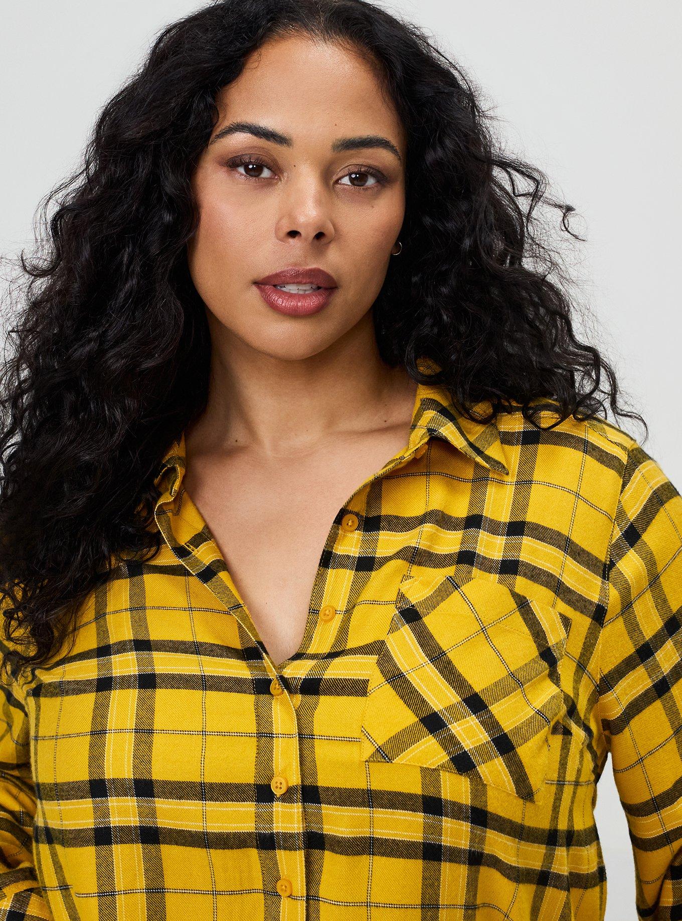 Lizzie Button-Up Shirt, MID SUMMER PLAID MINERAL YELLOW, alternate