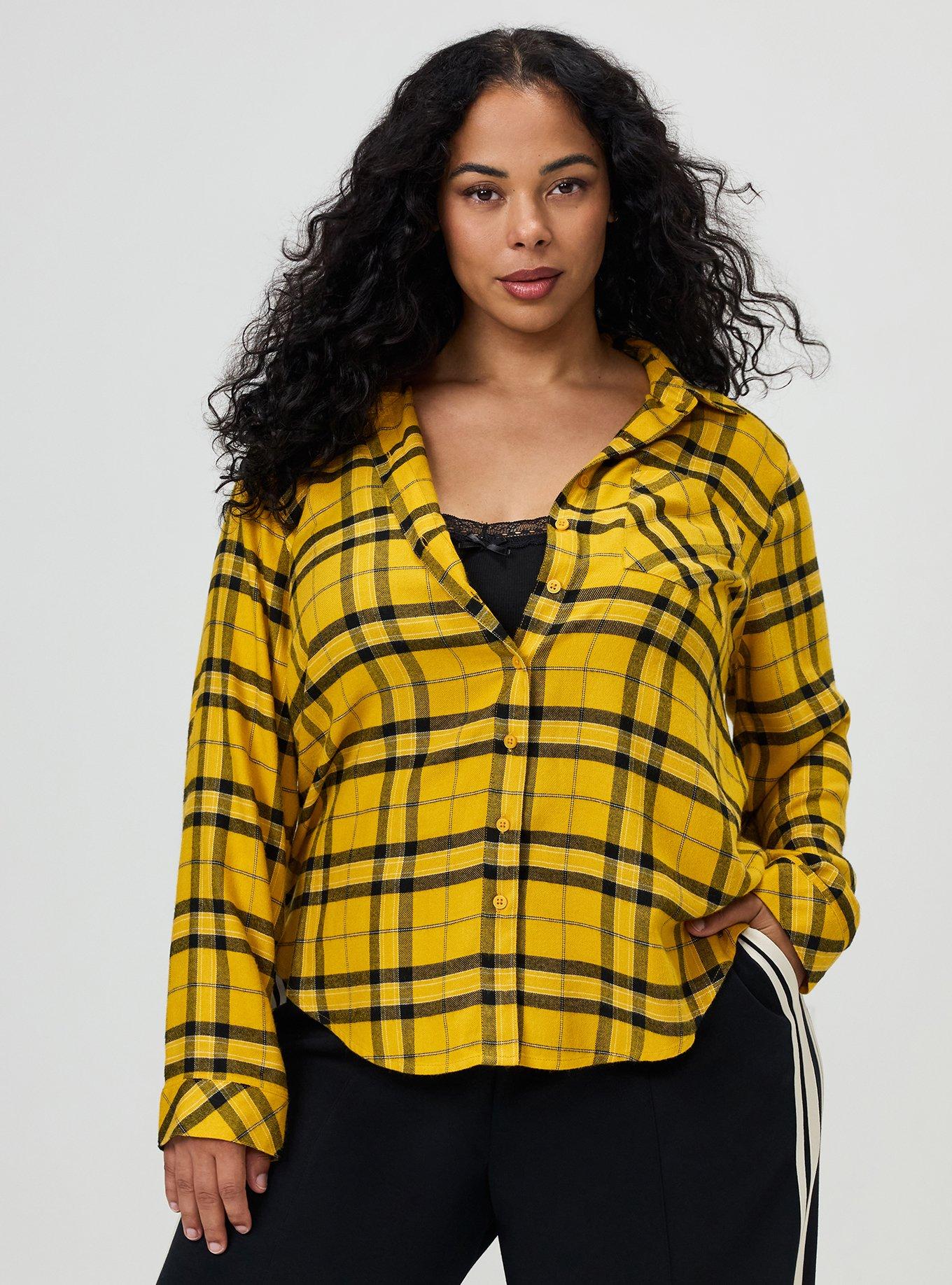 Lizzie Button-Up Shirt, MID SUMMER PLAID MINERAL YELLOW, alternate