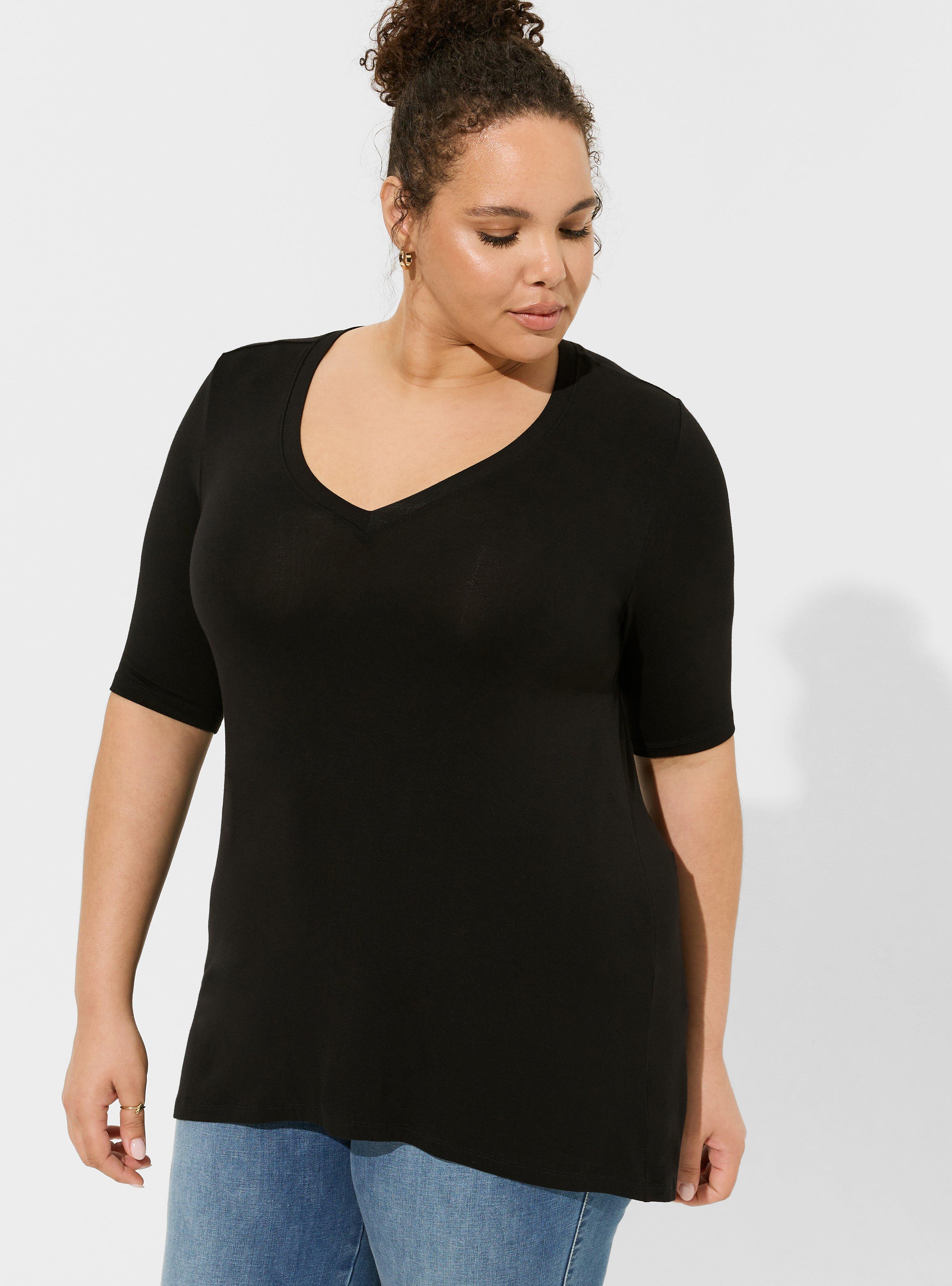 New PLUS SIZE Womens BLACK RELAXED HI LOW SHORT SLEEVE SHIRT TOP TUNIC 1X  2X 3X 