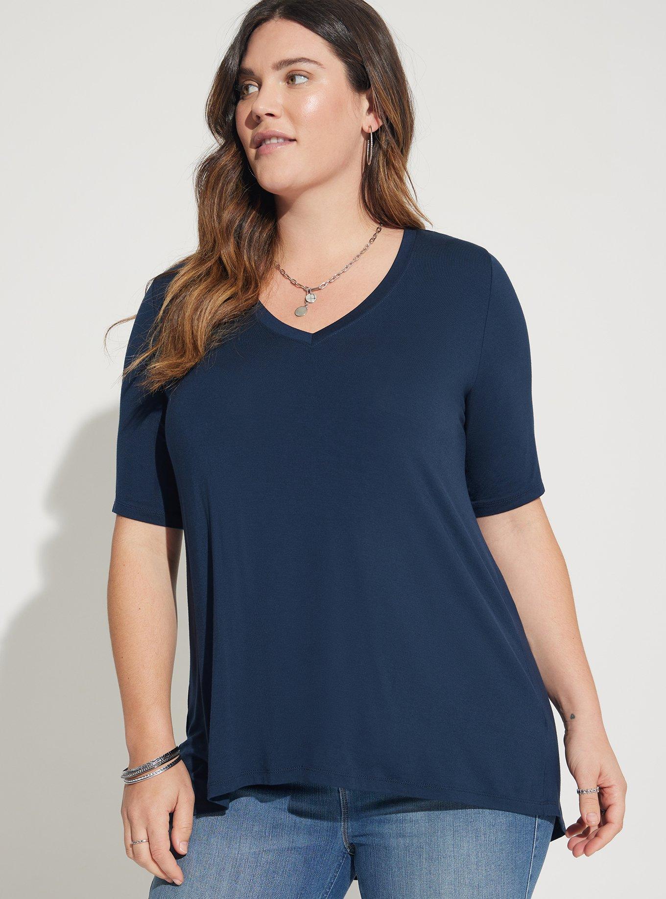 Torrid Super Soft Knit Womens Top 3 3X Tee Short Sleeve Blue