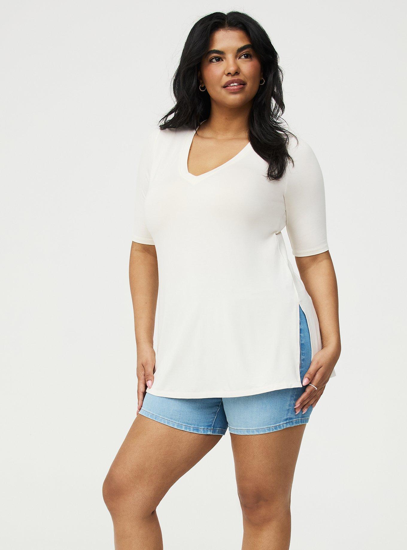 Favorite Tunic Super Soft V-Neck Tee, WHISPER WHITE, alternate