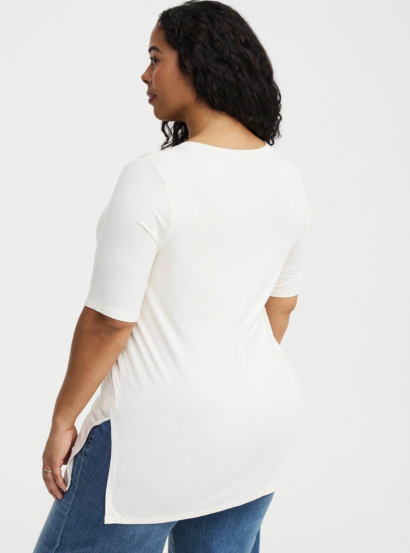 Favorite Tunic Super Soft V-Neck Tee, BLANC DE BLANC, alternate