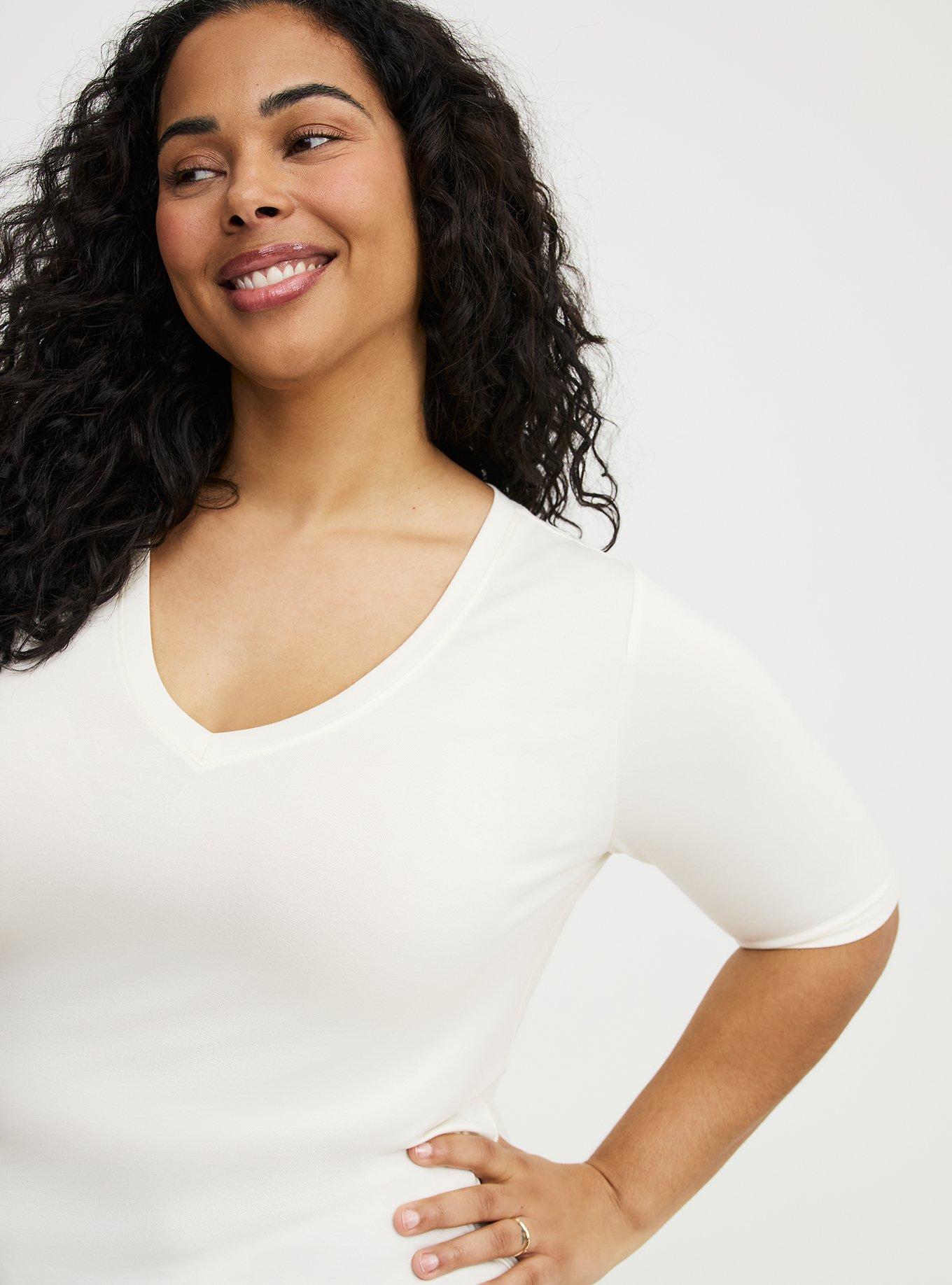 Favorite Tunic Super Soft V-Neck Tee, BLANC DE BLANC, alternate
