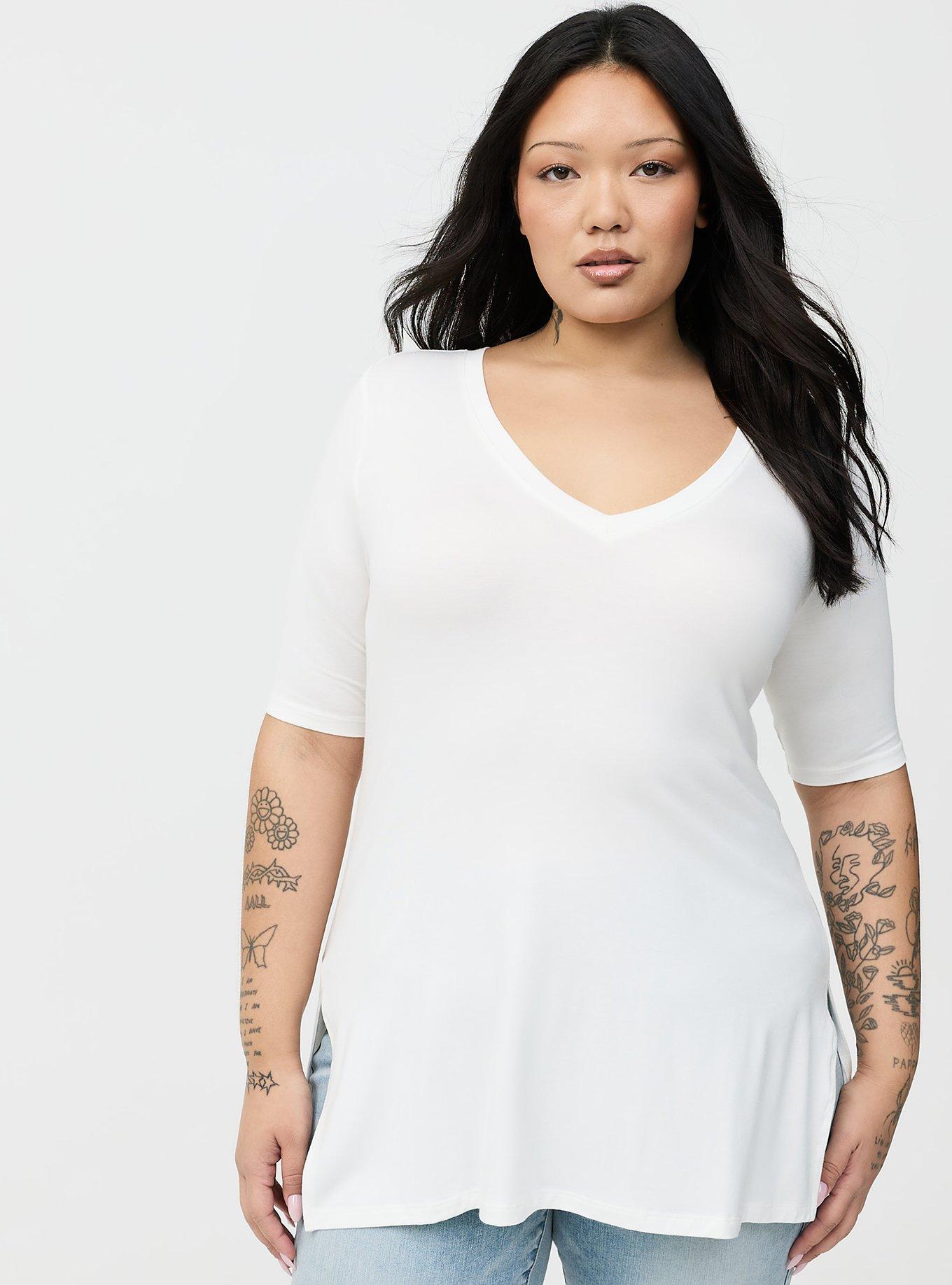 Favorite Tunic Super Soft V-Neck Tee, BLANC DE BLANC, hi-res