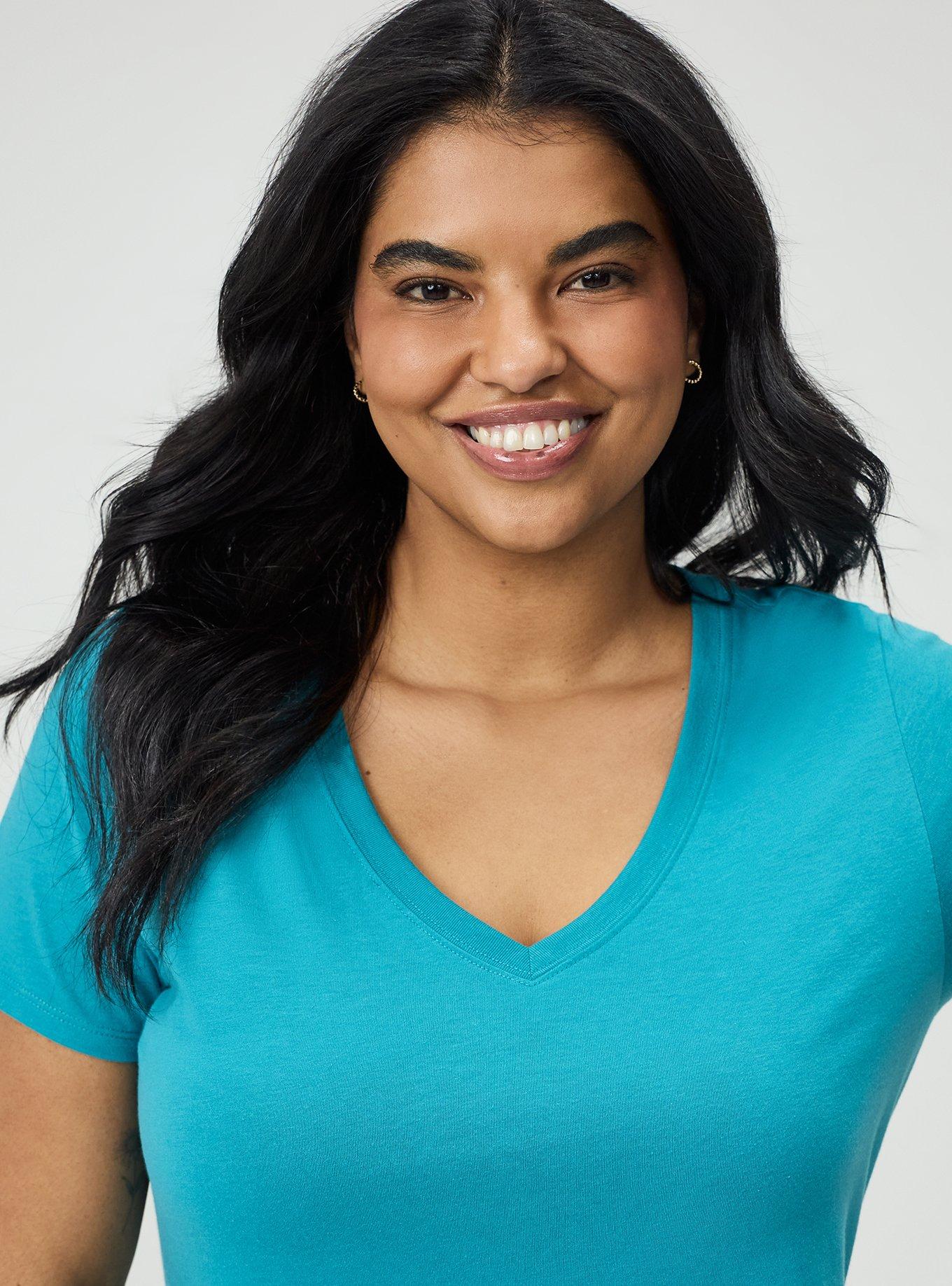 Plus Size Favorite Tunic Super Soft V-Neck Side Slit Tee, BISCAY BAY, alternate