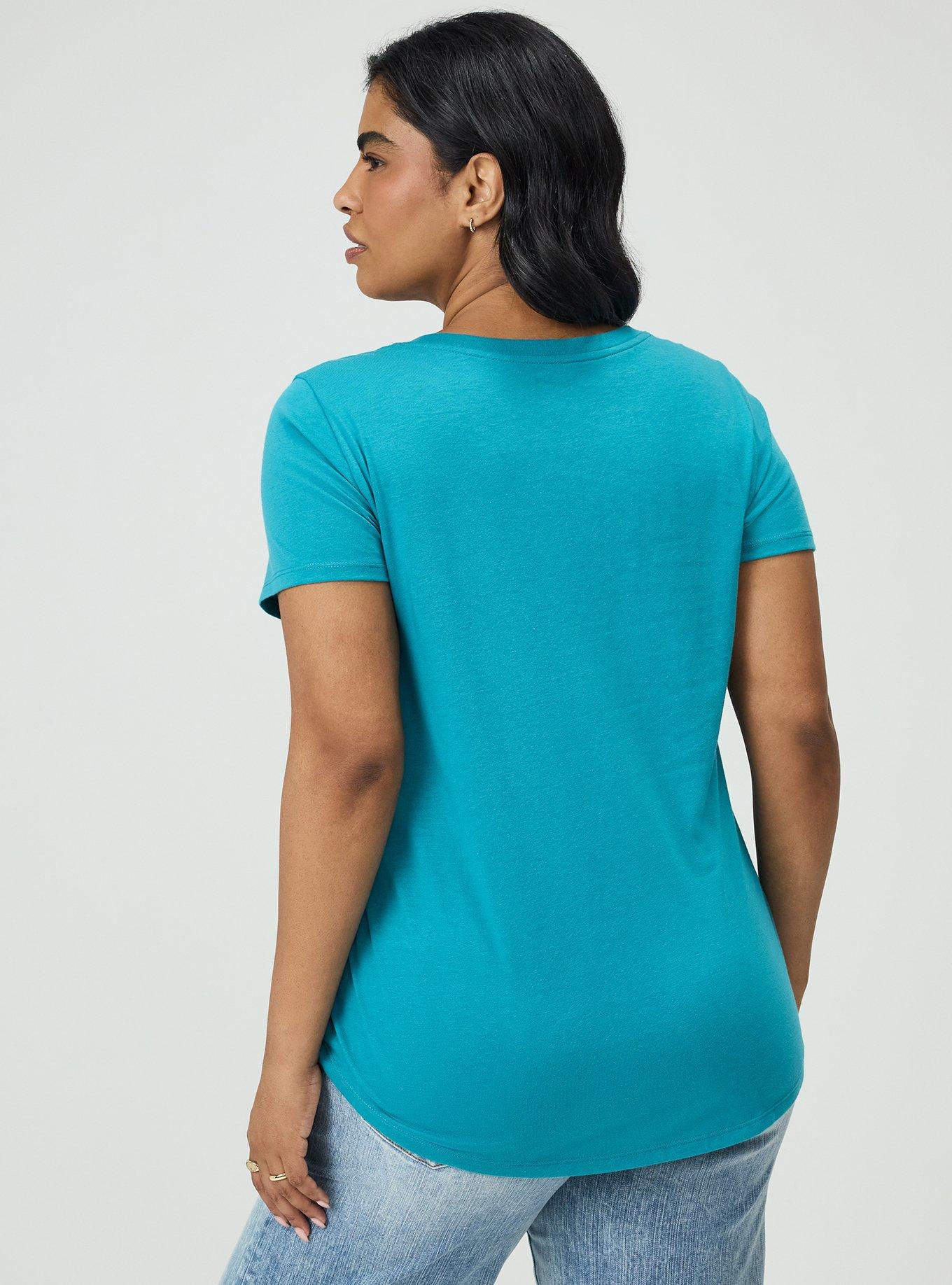 Plus Size Favorite Tunic Super Soft V-Neck Side Slit Tee, BISCAY BAY, alternate