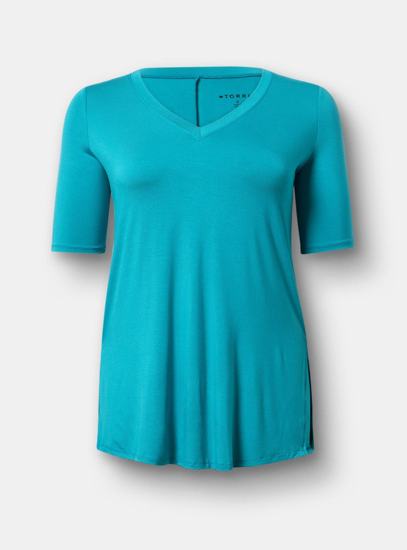 Plus Size Favorite Tunic Super Soft V-Neck Side Slit Tee, BISCAY BAY, hi-res